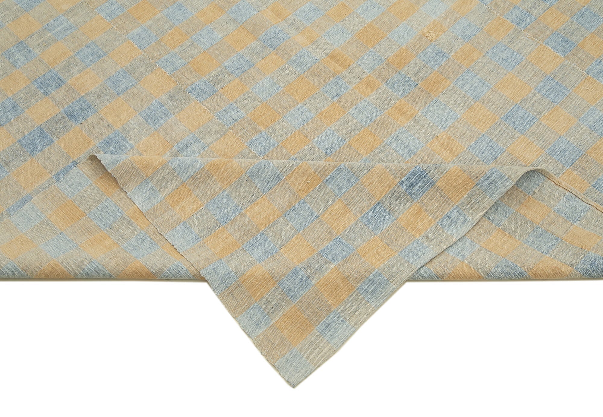 Handmade Area Rug - Orange Striped Kilim Cotton Wool Rug 5'6" x 8'10"