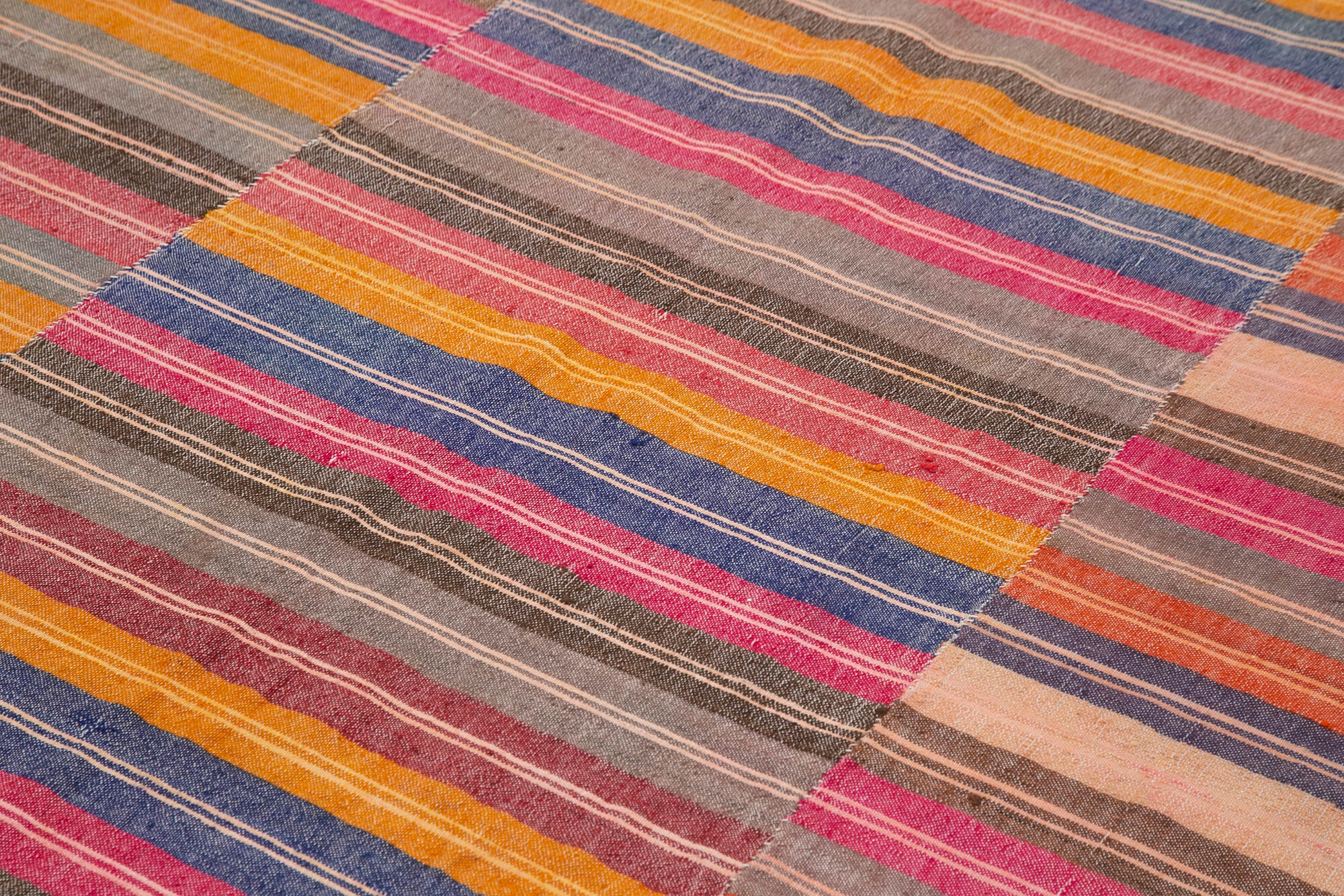 Handmade Cotton Wool Rug | Hand Woven Area Rug, Striped Pattern Carpet - Durable Turkish Kilim 6'7''x9'1''