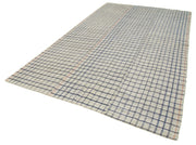 Handmade Area Rug – Striped Kilim Wool Cotton Carpet 6'5''x10'10'' Beige