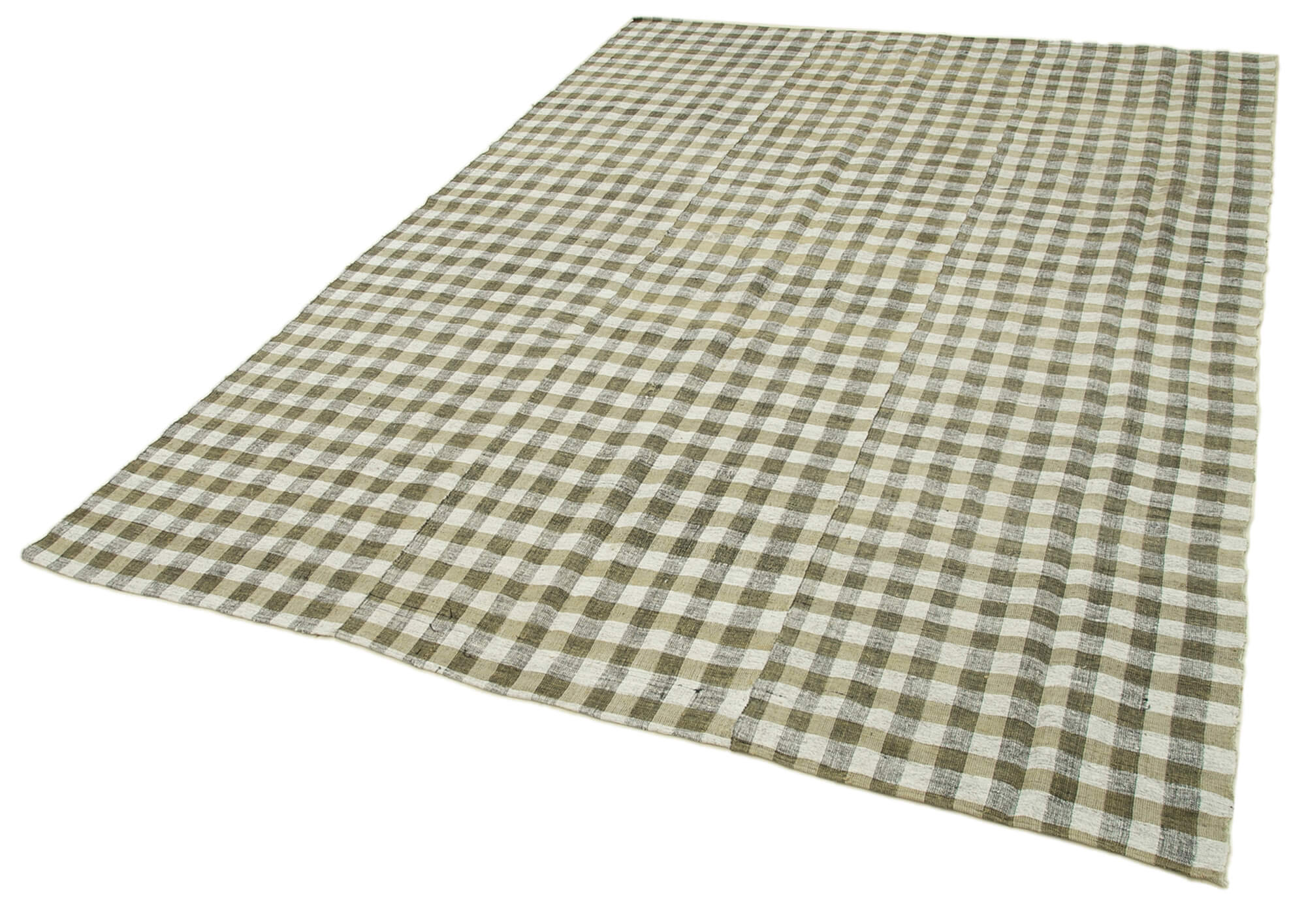 Handmade Cotton Wool Rug – Beige Kilim Striped Area Rug, Soft Durable Flat Weave Carpet 6'1''x8'6''