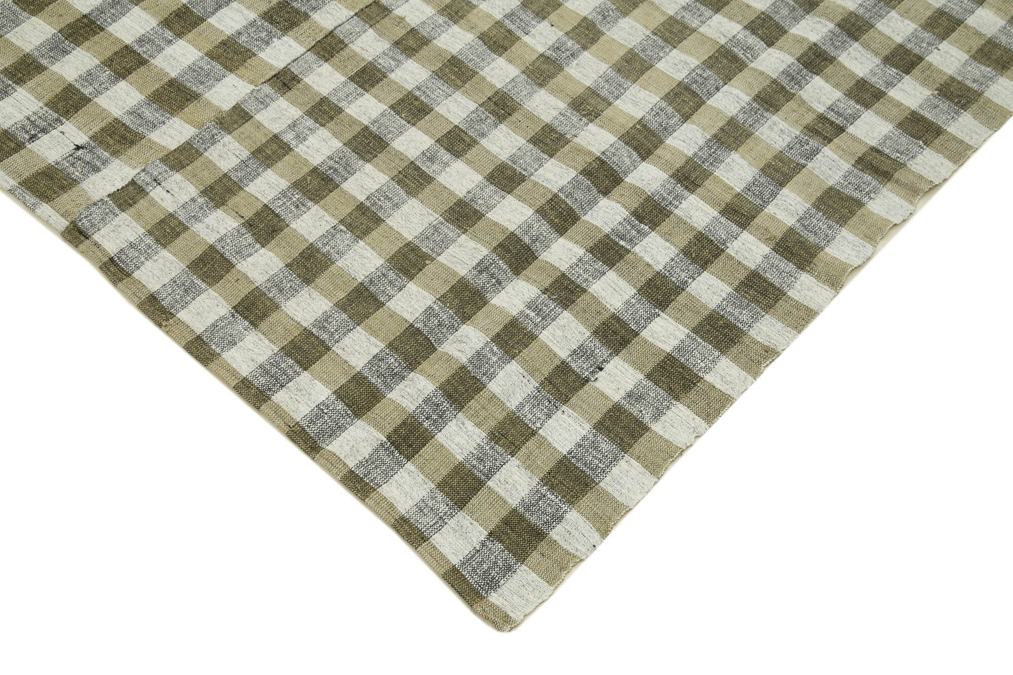 Handmade Cotton Wool Rug – Beige Kilim Striped Area Rug, Soft Durable Flat Weave Carpet 6'1''x8'6''