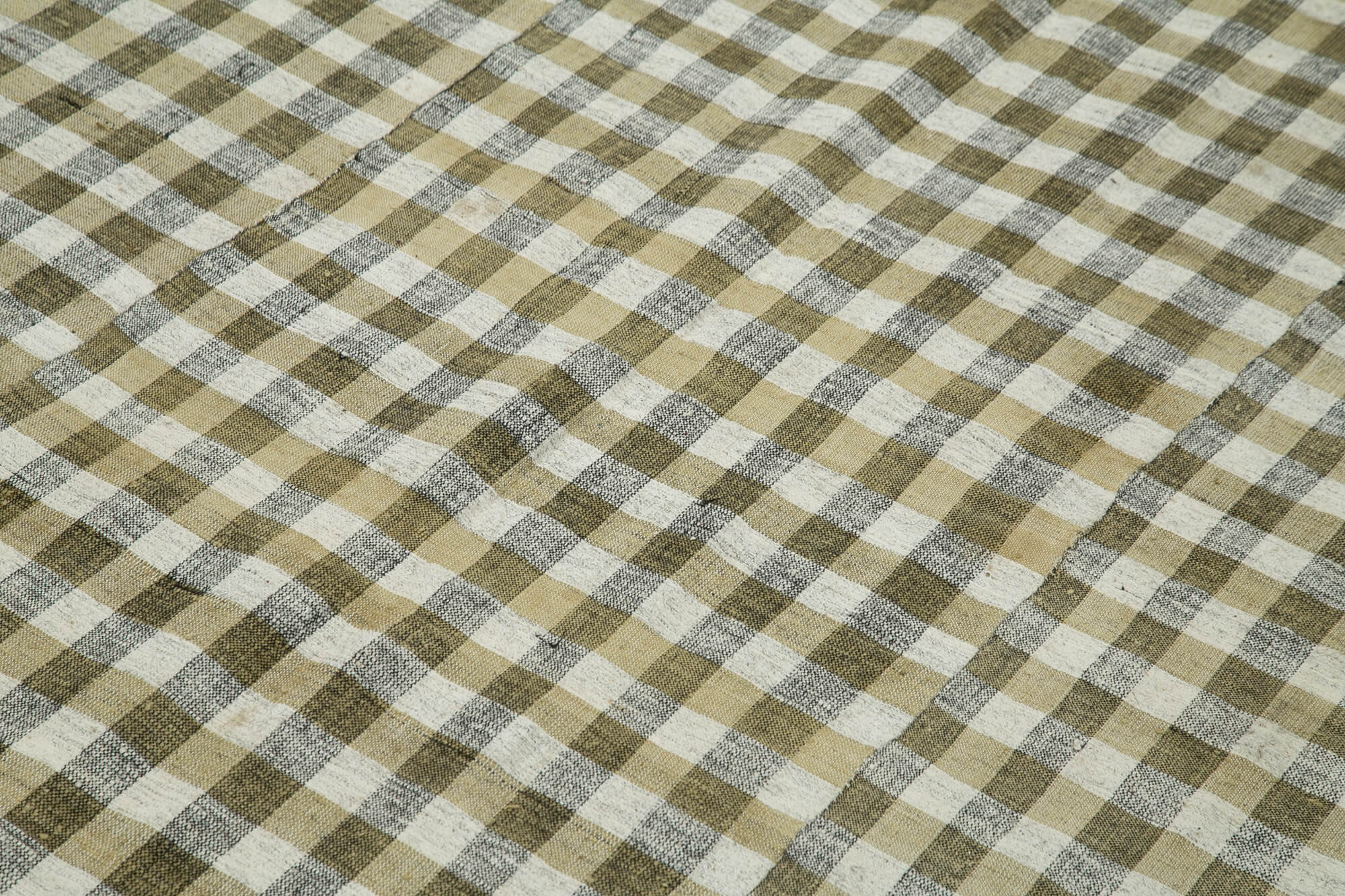 Handmade Cotton Wool Rug – Beige Kilim Striped Area Rug, Soft Durable Flat Weave Carpet 6'1''x8'6''