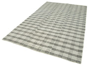 Handmade Cotton Wool Rug - Beige Kilim Carpet Striped Area Rug 6'x10' Durable