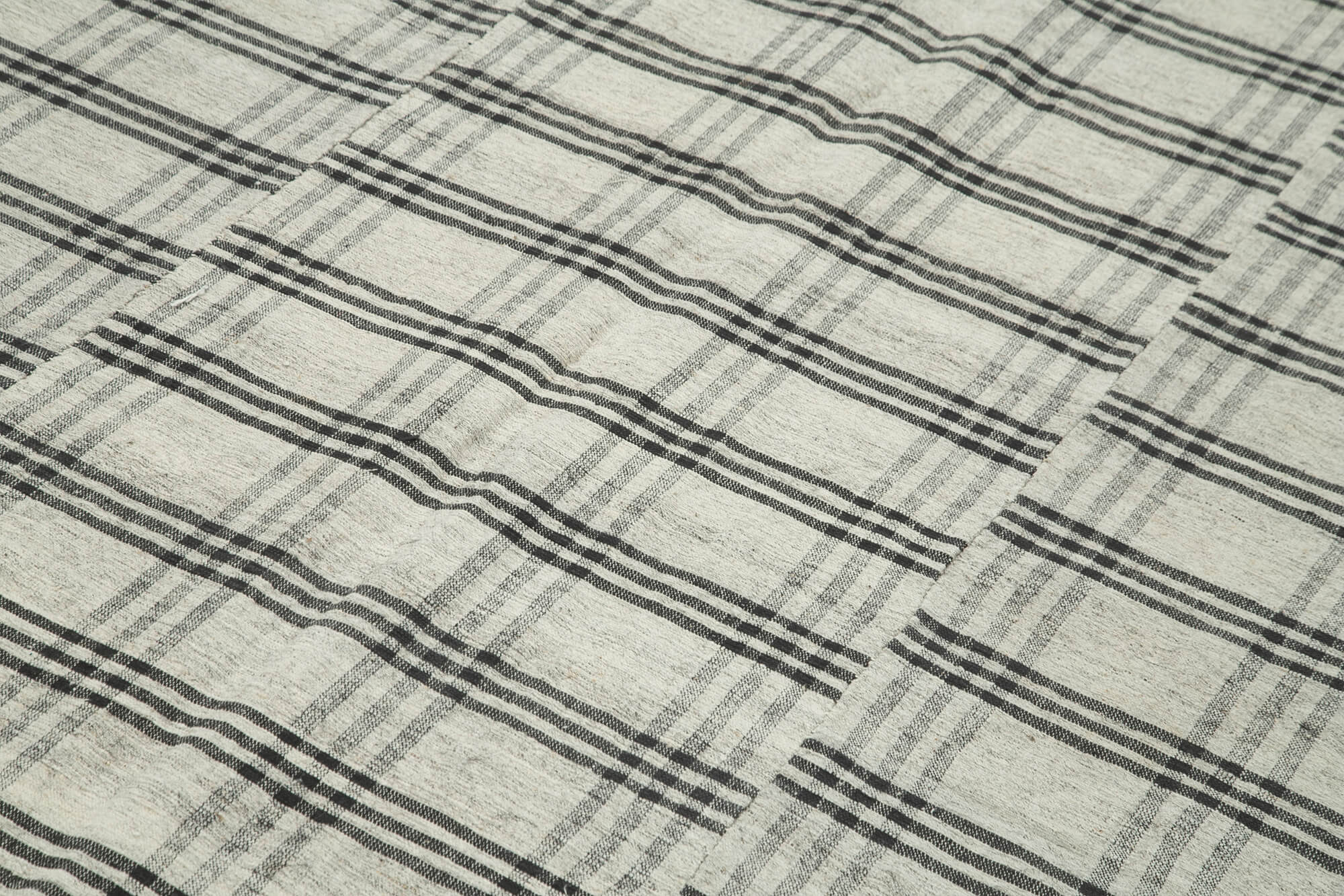 Handmade Cotton Wool Rug - Beige Kilim Carpet Striped Area Rug 6'x10' Durable