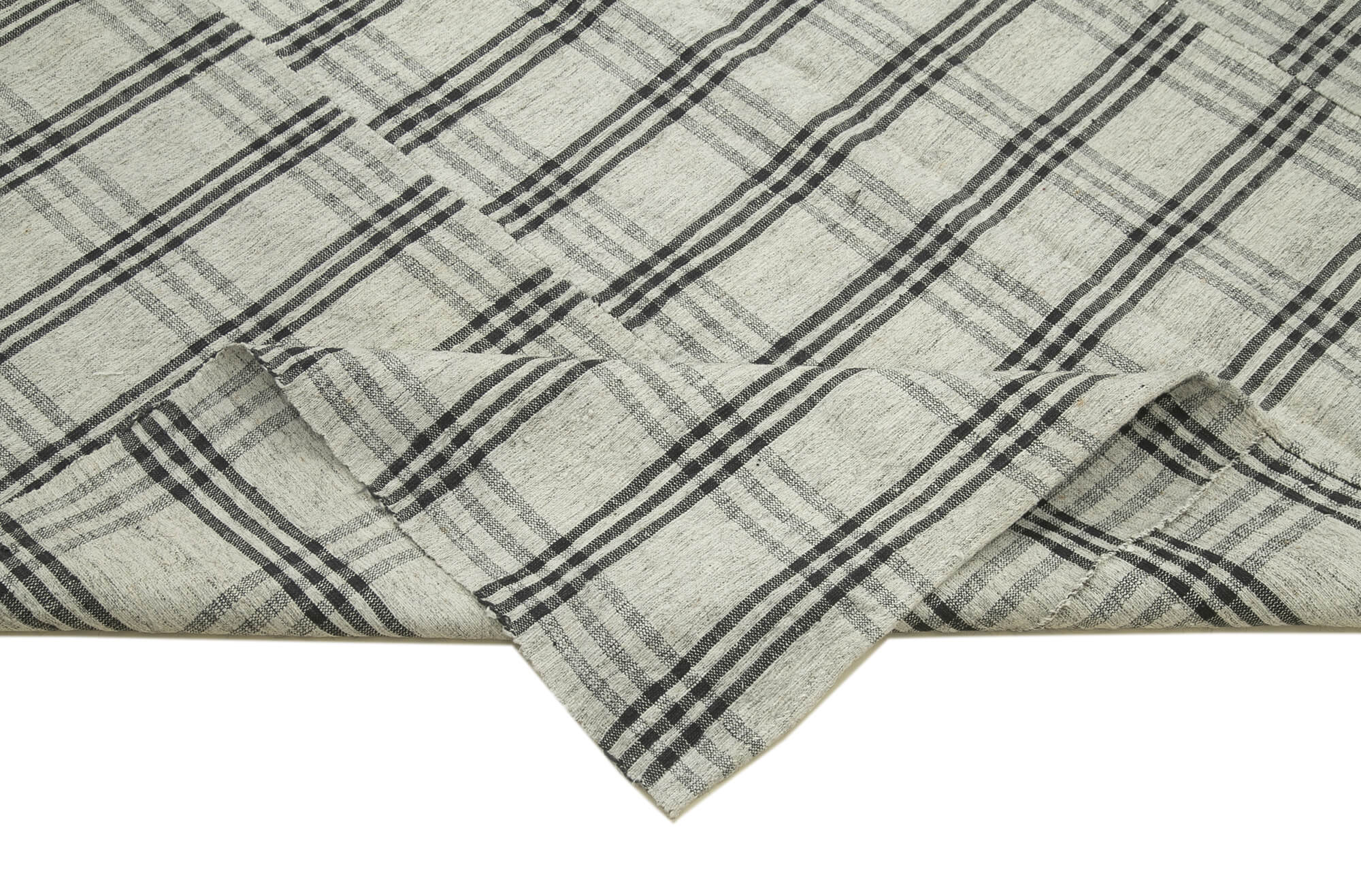 Handmade Cotton Wool Rug - Beige Kilim Carpet Striped Area Rug 6'x10' Durable