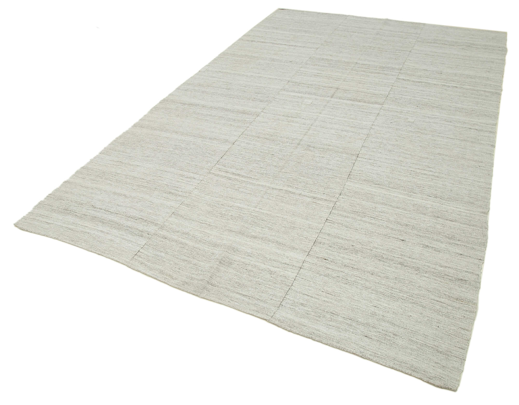 Handmade Cotton Wool Rug - Beige Kilim Carpet | Striped Area Rug 5'11''x10'2''