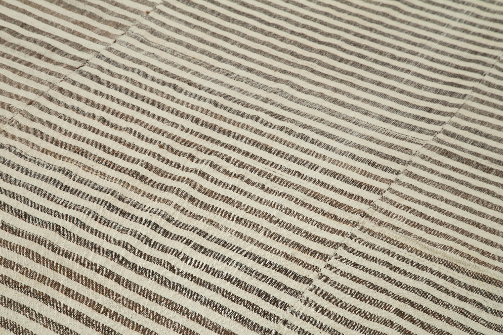 Handmade Area Rug | Striped Kilim Beige Cotton Wool Blend Carpet 6'2''x10'1''