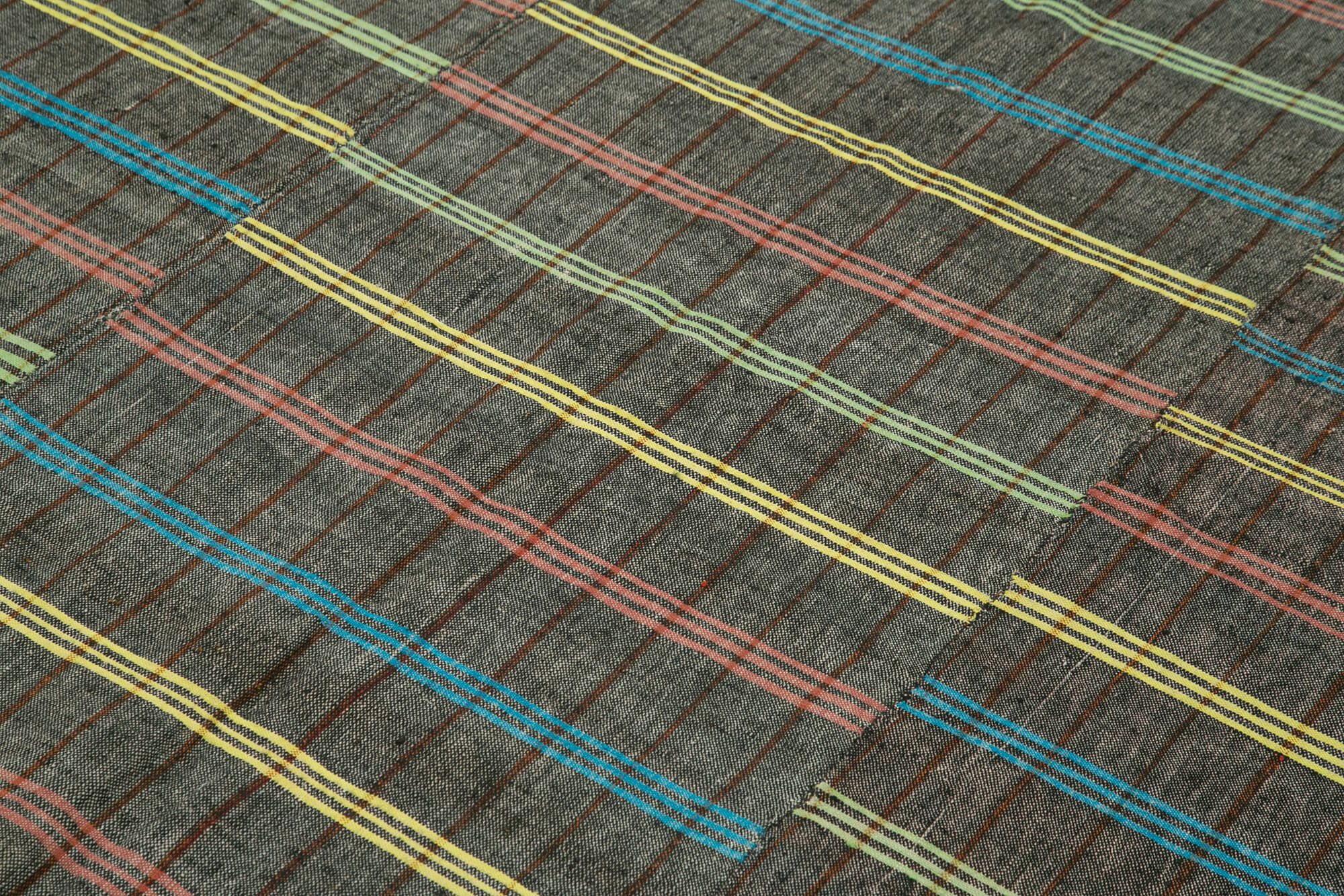 Handmade Cotton Wool Rug – Striped Kilim 6x8 Area Rug | Vintage Turkish Carpet