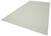 Handmade Cotton Wool Rug | Turkish Vintage Carpet - Striped Kilim Design Area Rug