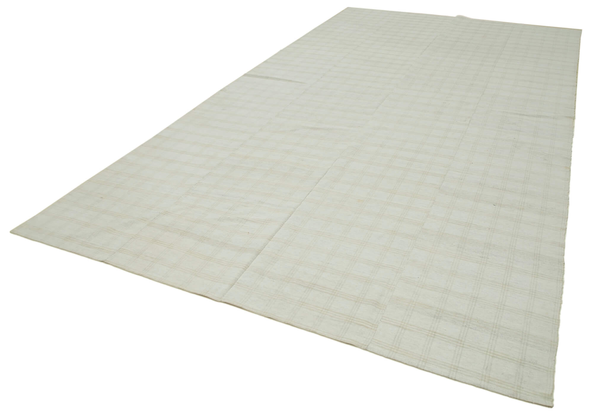 Handmade Cotton Wool Rug | Turkish Vintage Carpet - Striped Kilim Design Area Rug