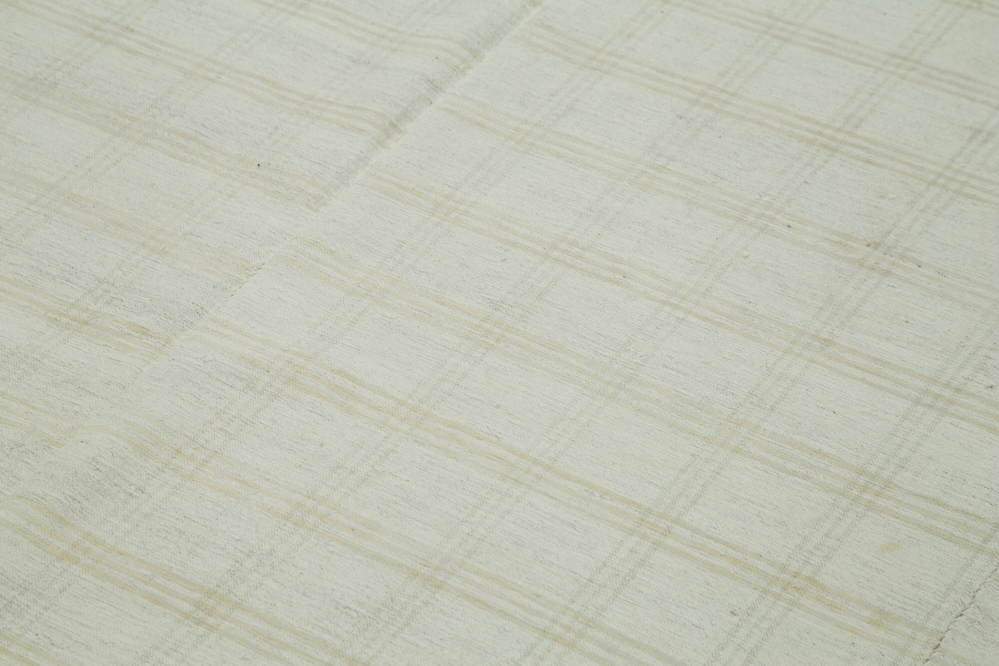 Handmade Cotton Wool Rug | Turkish Vintage Carpet - Striped Kilim Design Area Rug