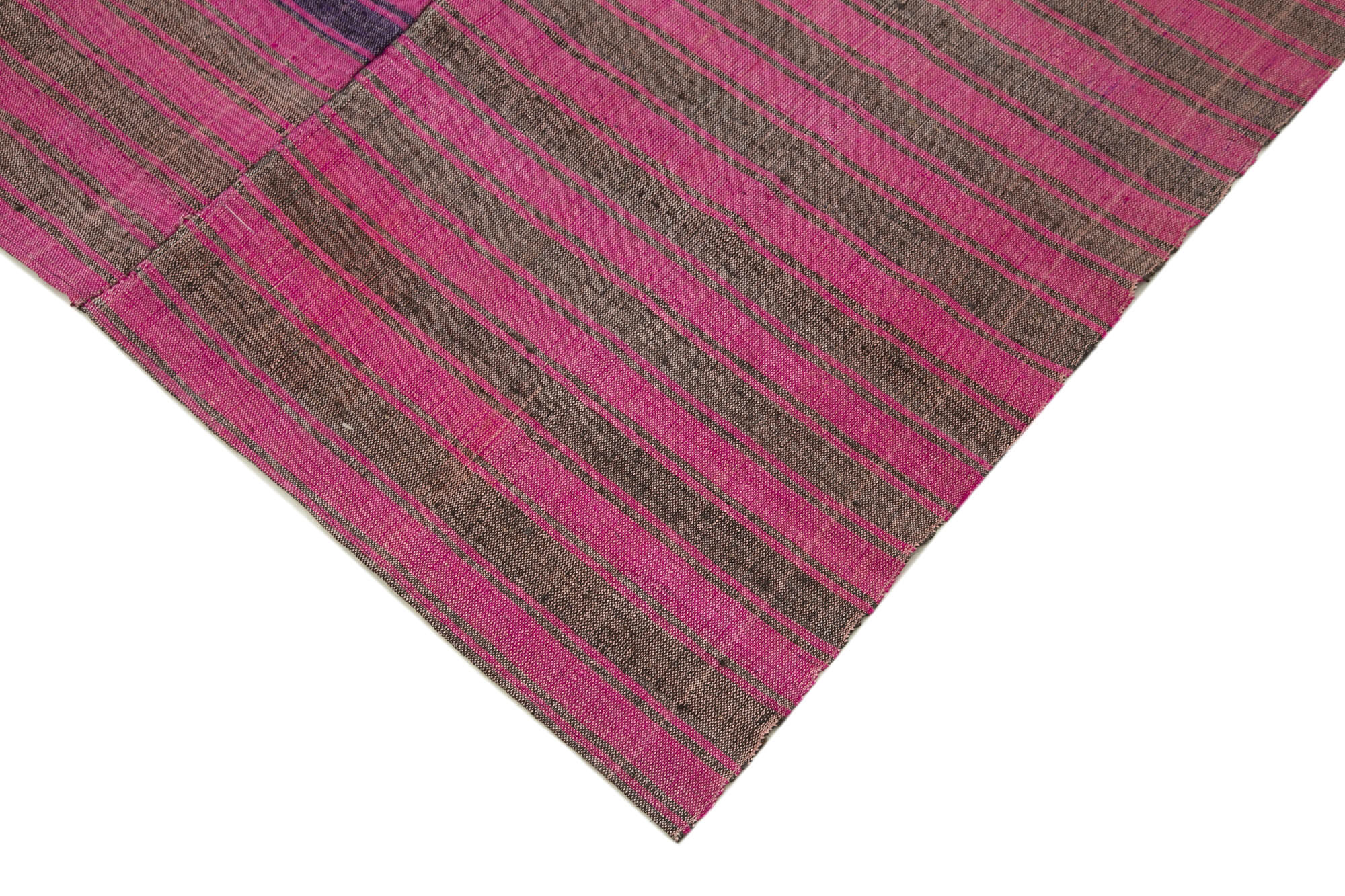 Handmade Cotton Wool Rug - Pink Striped Kilim Rug | Vintage Turkish Area Carpet 6'2''x9'3''