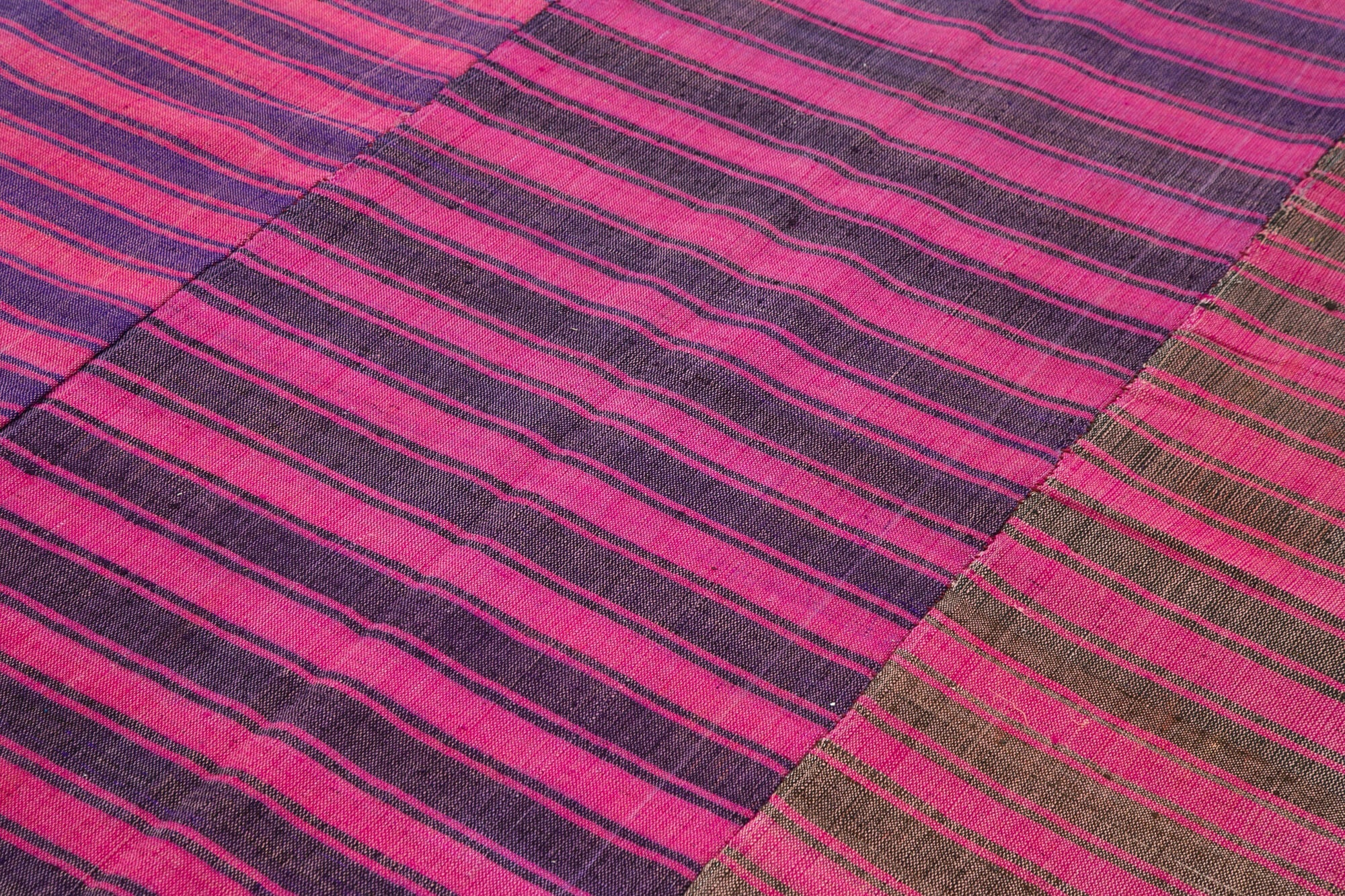 Handmade Cotton Wool Rug - Pink Striped Kilim Rug | Vintage Turkish Area Carpet 6'2''x9'3''
