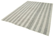 Handmade Area Rug – Striped Kilim Turkish Wool Cotton Rug 7'1'' x 9'7''