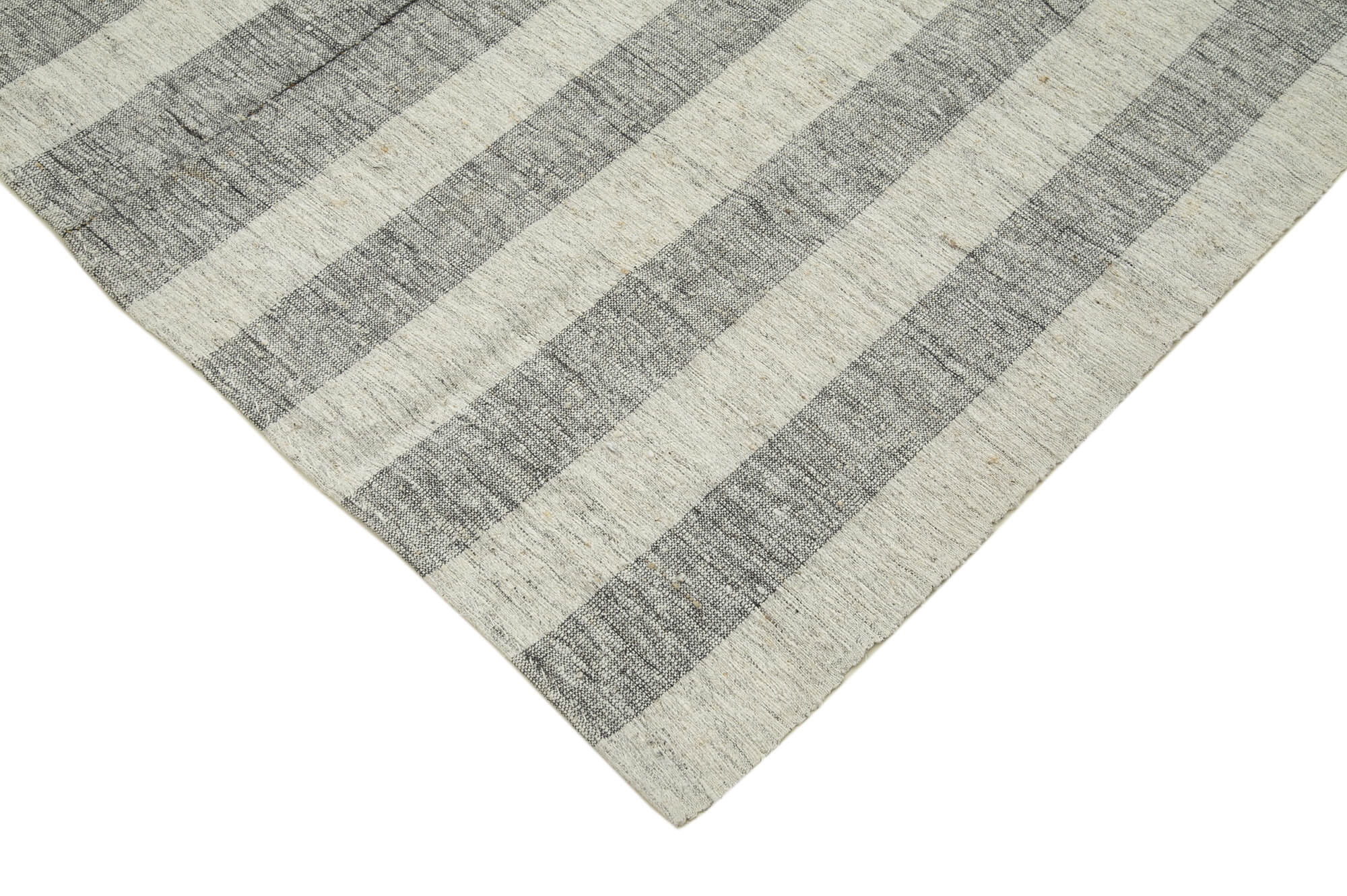 Handmade Area Rug – Striped Kilim Turkish Wool Cotton Rug 7'1'' x 9'7''