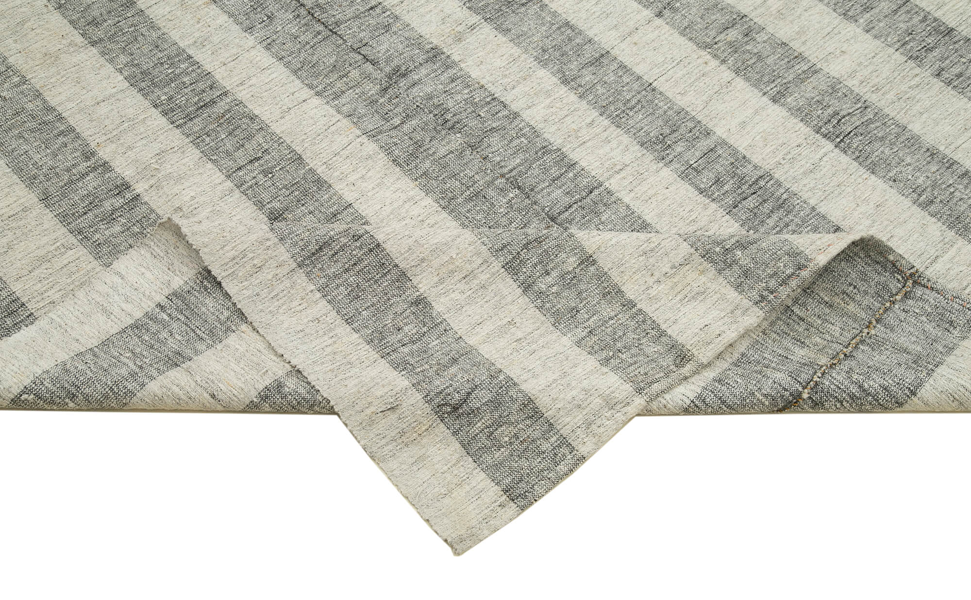 Handmade Area Rug – Striped Kilim Turkish Wool Cotton Rug 7'1'' x 9'7''
