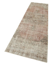 Handmade Area Rug – Overdyed Wool Vintage Cotton Rug 2'10''x10'7'' Soft Beige