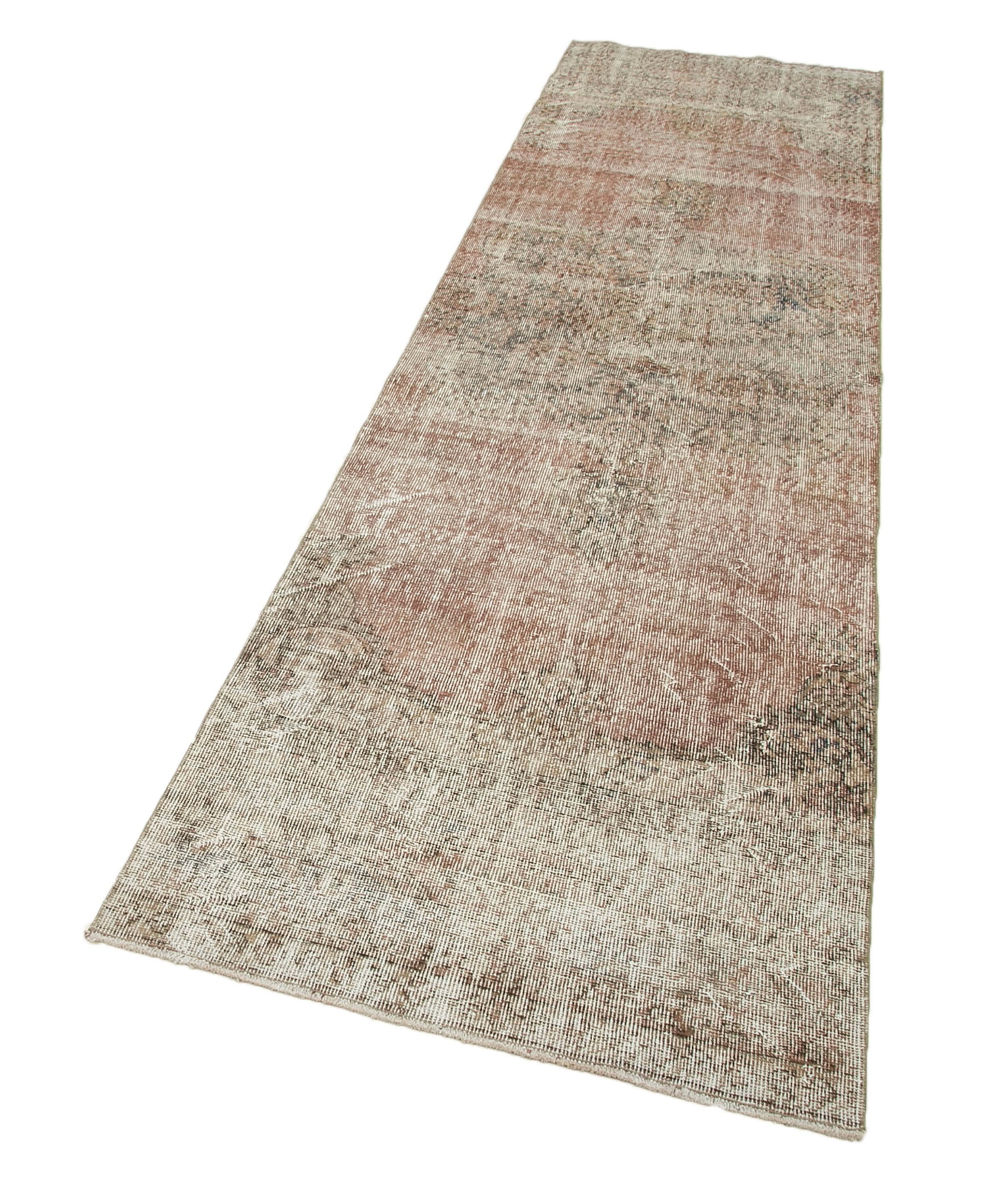 Handmade Area Rug – Overdyed Wool Vintage Cotton Rug 2'10''x10'7'' Soft Beige