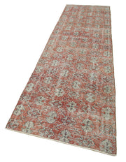 Vintage Wool Area Rug - Handmade Cotton Rug 3x11 Overdyed Red Carpet