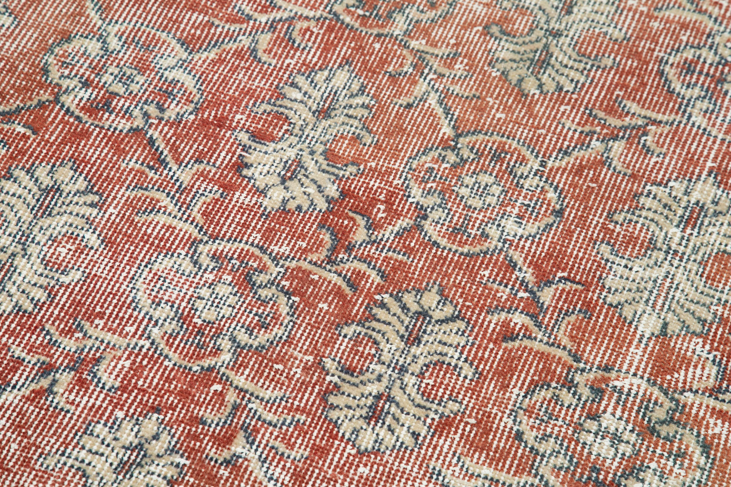 Vintage Wool Area Rug - Handmade Cotton Rug 3x11 Overdyed Red Carpet