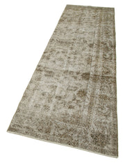Handmade Area Rug - Overdyed Vintage Cotton Wool Rug 2'10''x9'9'' Beige Neutral Tone
