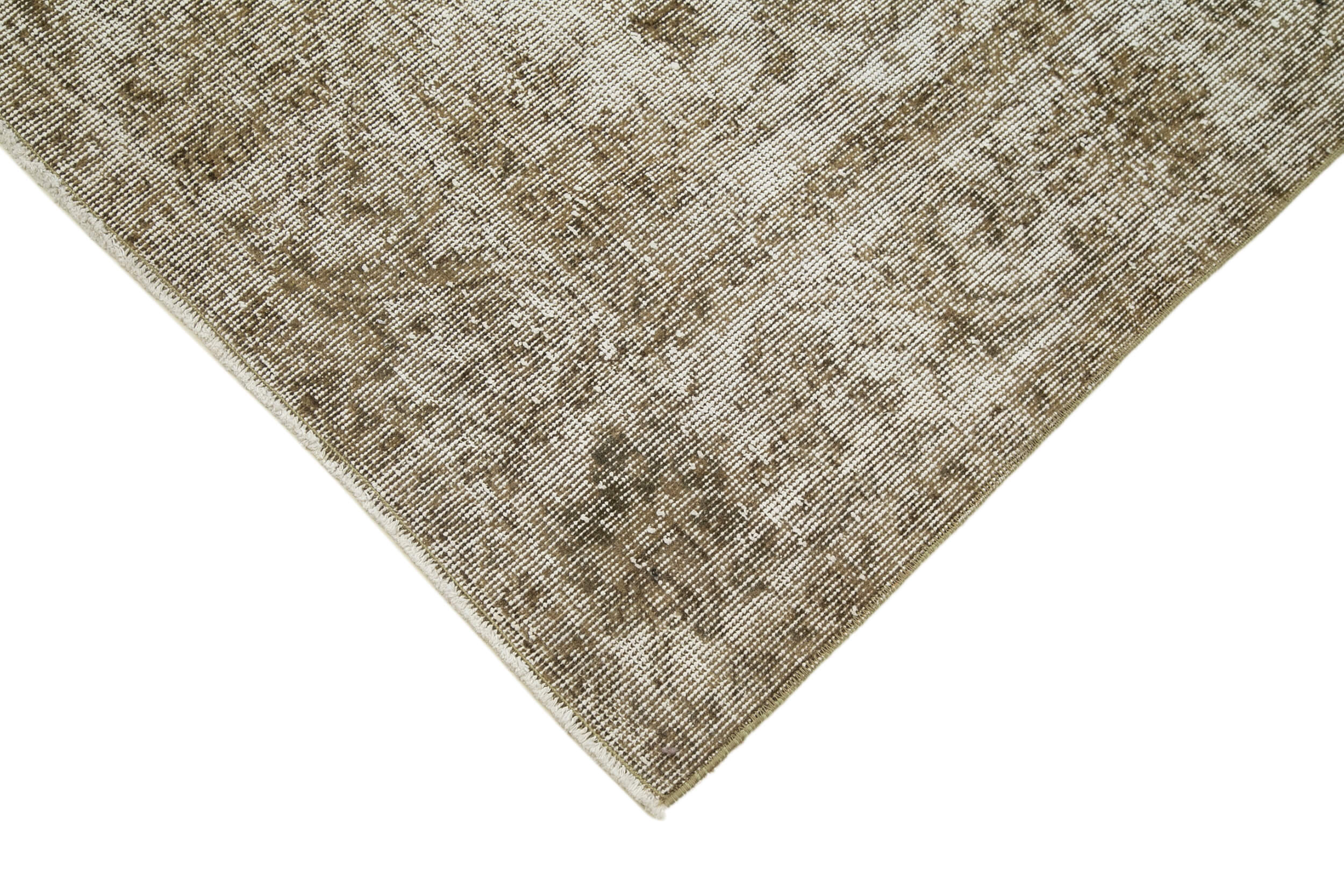 Handmade Area Rug - Overdyed Vintage Cotton Wool Rug 2'10''x9'9'' Beige Neutral Tone