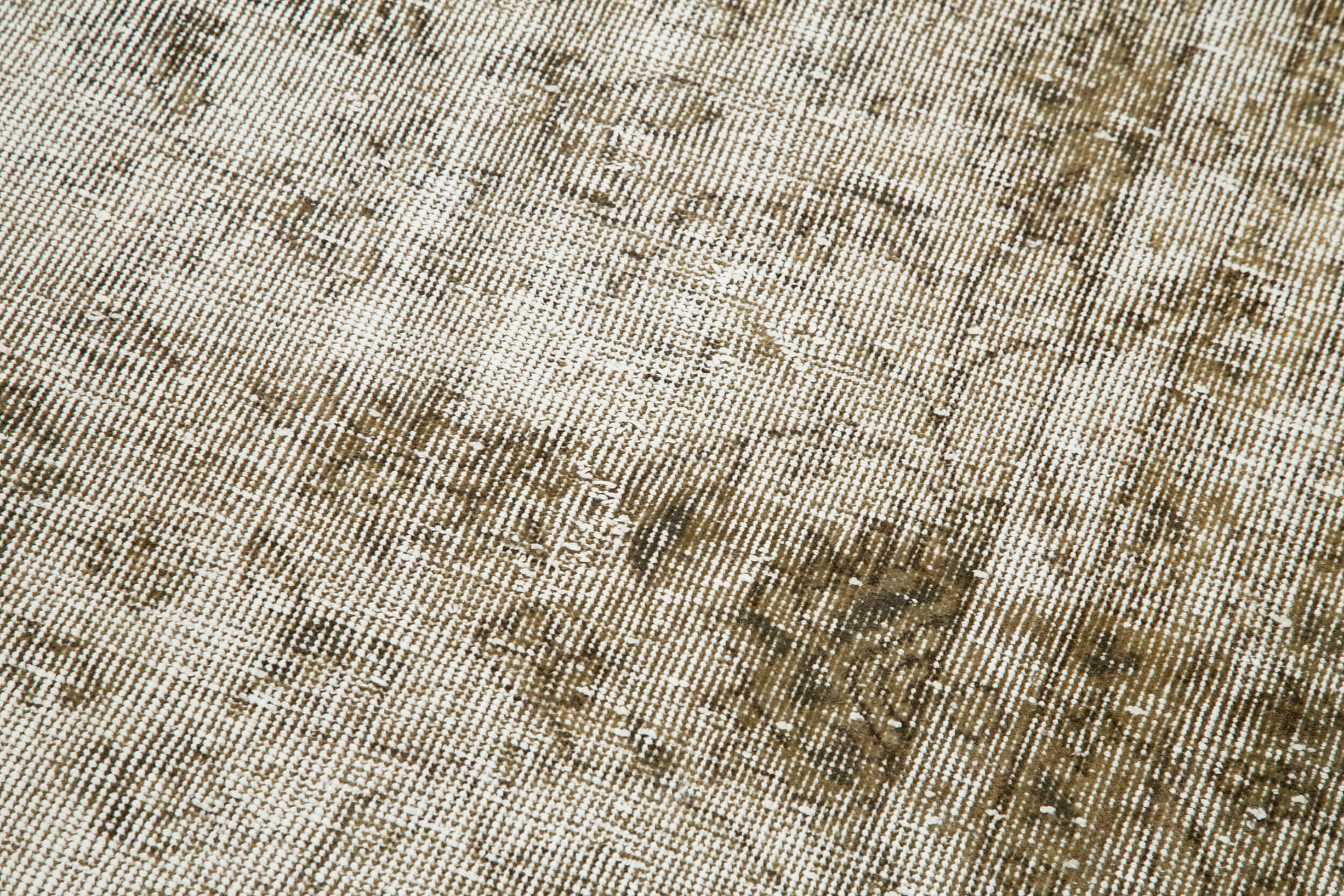 Handmade Area Rug - Overdyed Vintage Cotton Wool Rug 2'10''x9'9'' Beige Neutral Tone
