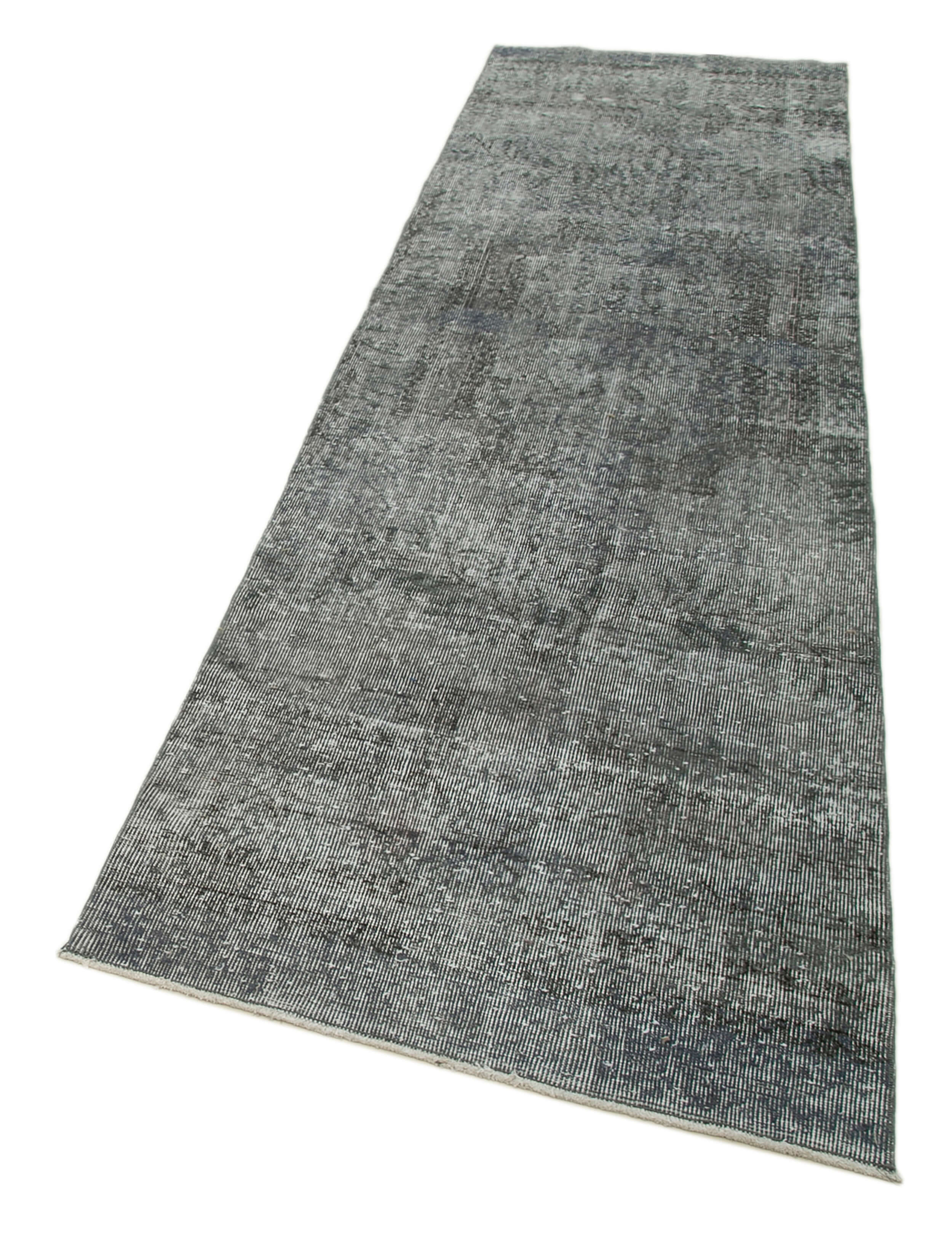 Vintage Wool Area Rug – Handmade Cotton Rug Overdyed Grey Carpet 2'11''x10'10''