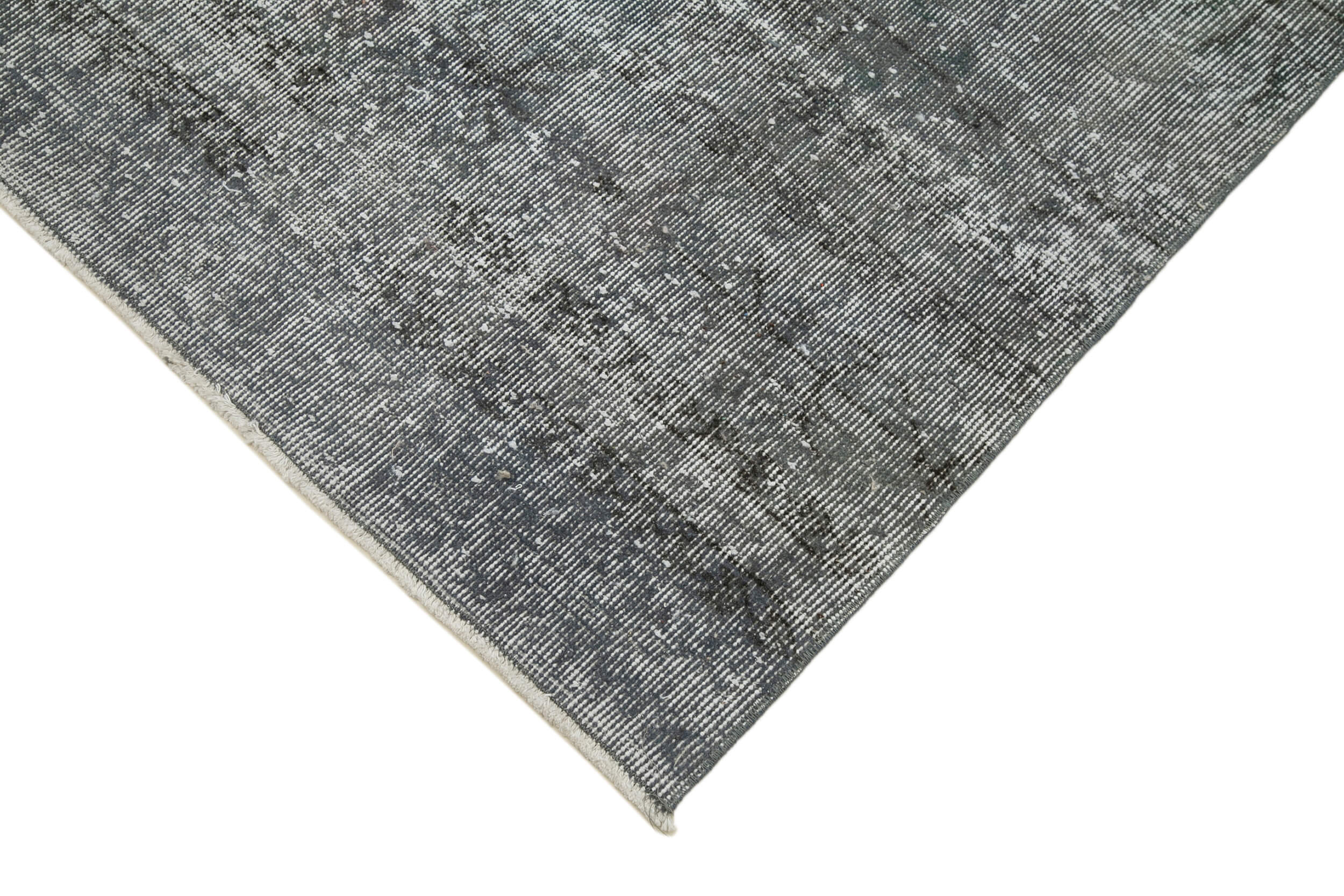 Vintage Wool Area Rug – Handmade Cotton Rug Overdyed Grey Carpet 2'11''x10'10''
