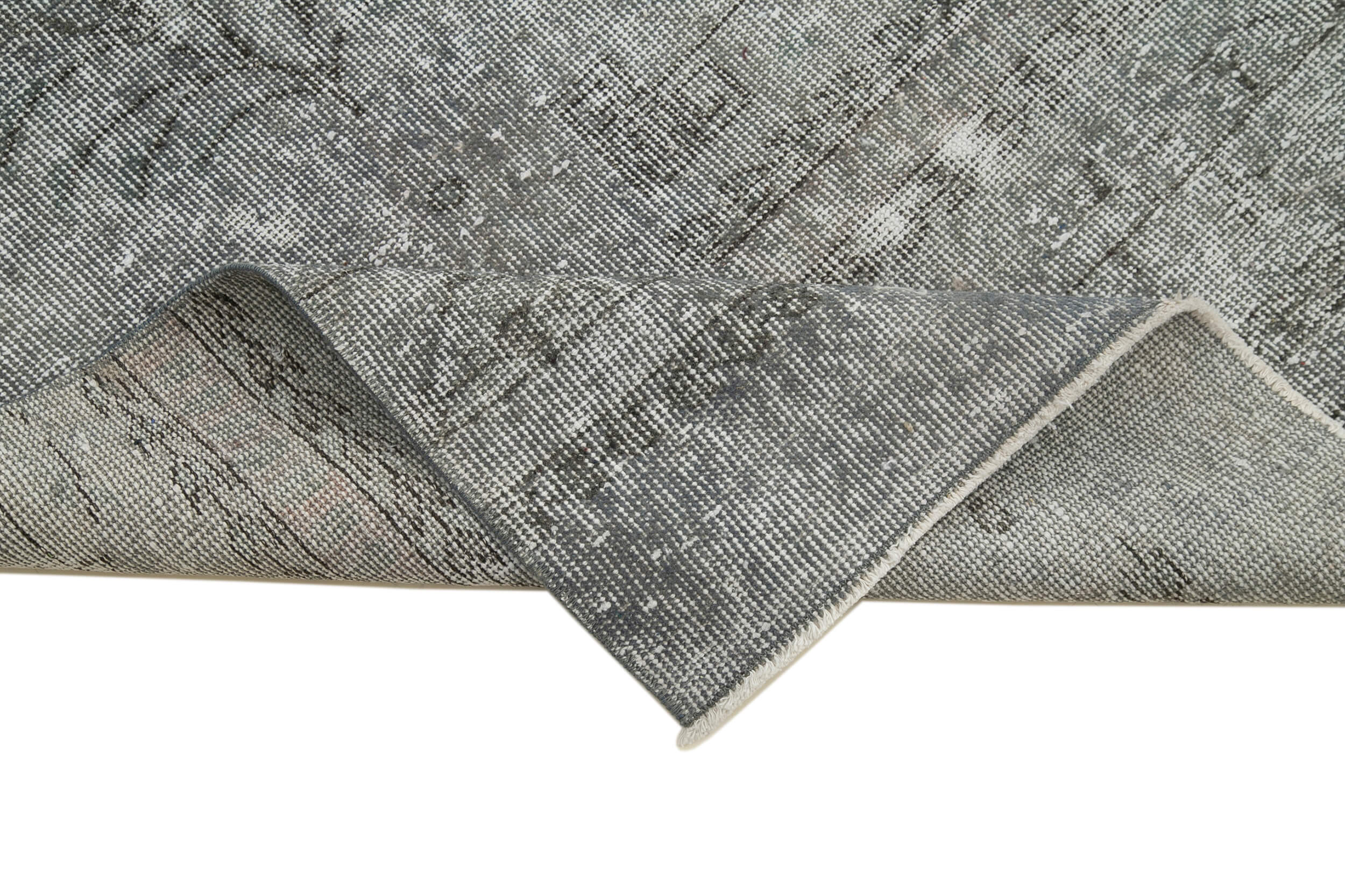 Vintage Wool Area Rug – Handmade Cotton Rug Overdyed Grey Carpet 2'11''x10'10''