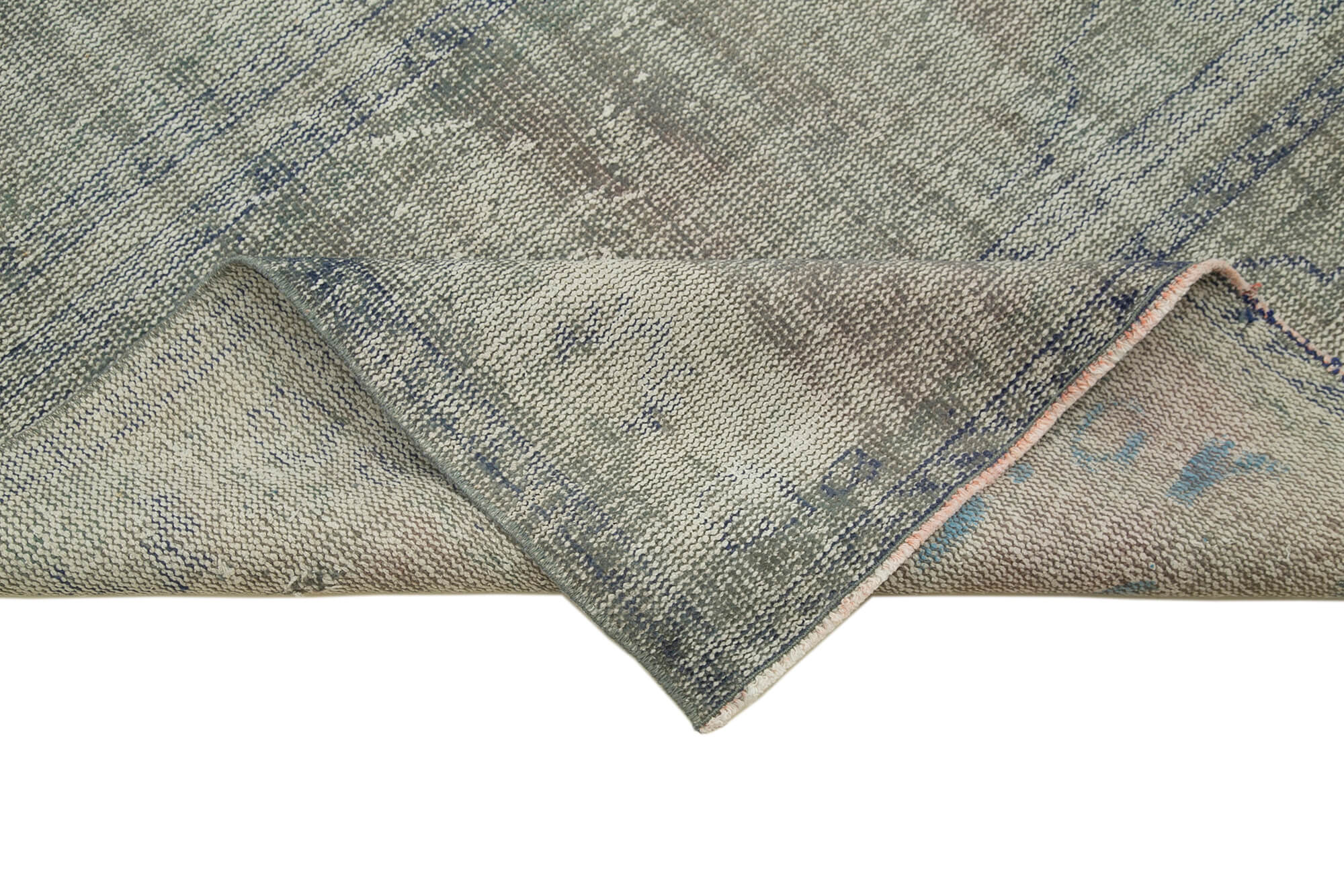 Handmade Wool Area Rug – Vintage Cotton Rug Grey 3'11'' x 15'9'' Classic Woven Carpet