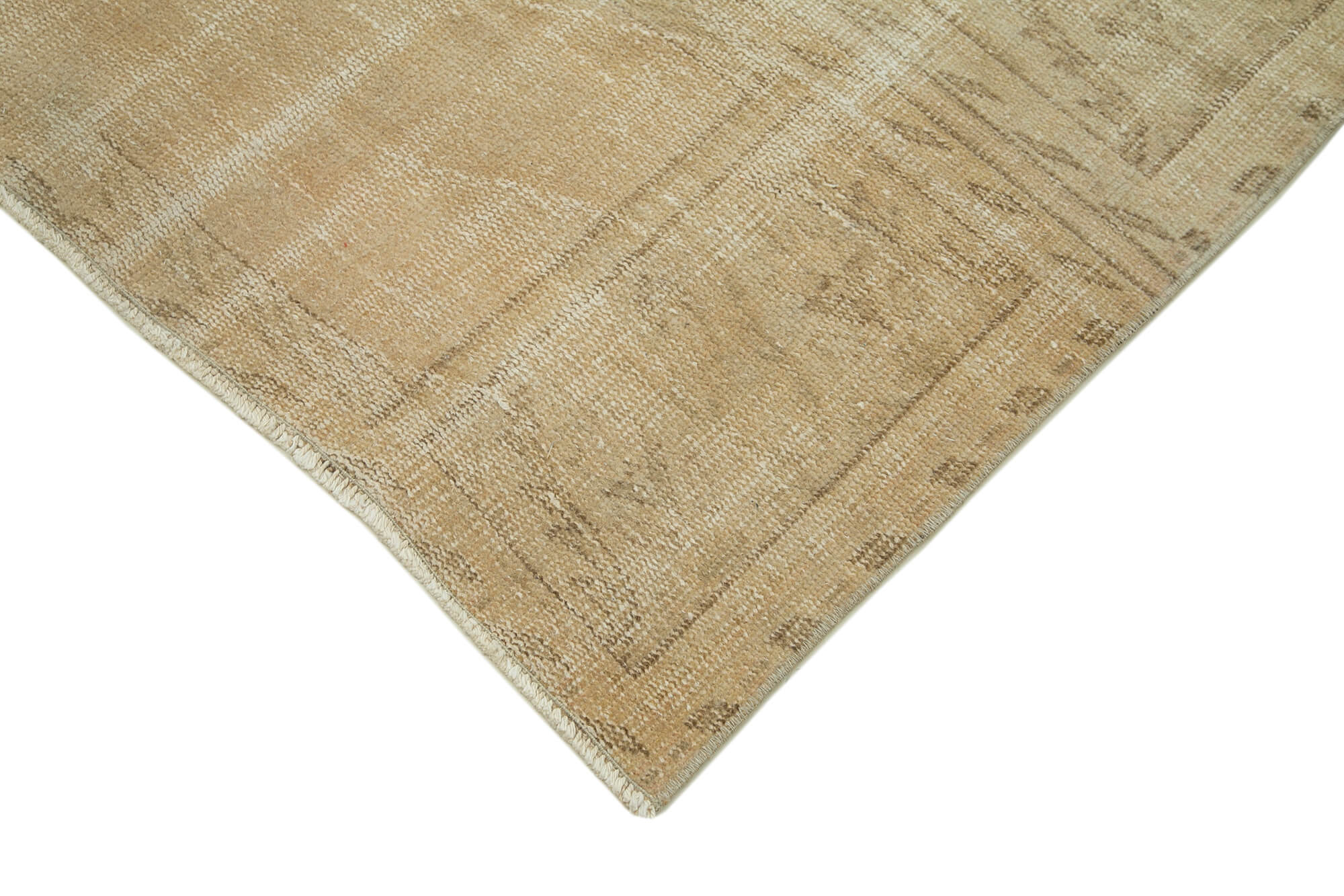 Handmade Area Rug – Beige Vintage Cotton Wool Turkish Hand Knotted Carpet 4x14