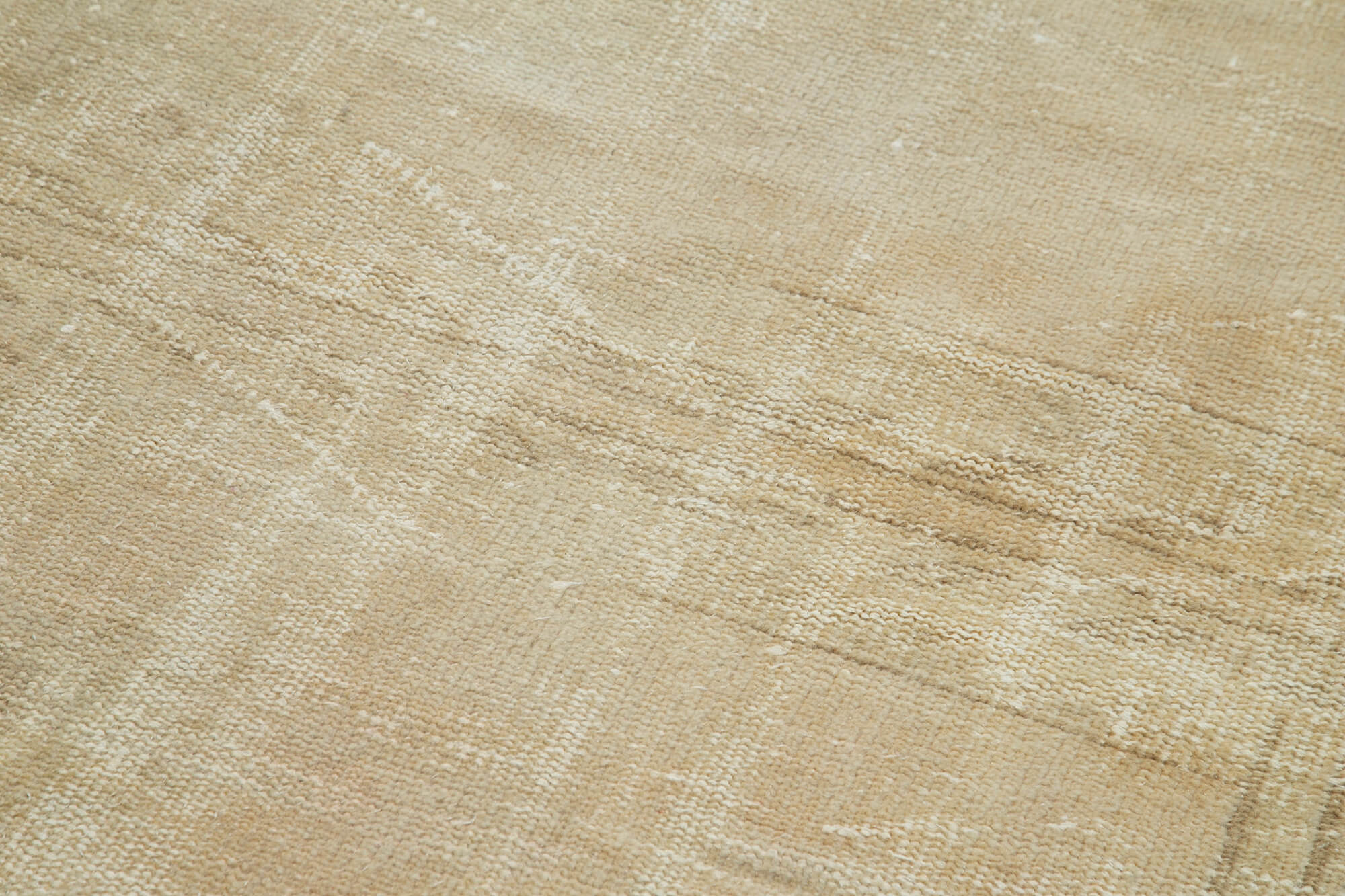 Handmade Area Rug – Beige Vintage Cotton Wool Turkish Hand Knotted Carpet 4x14