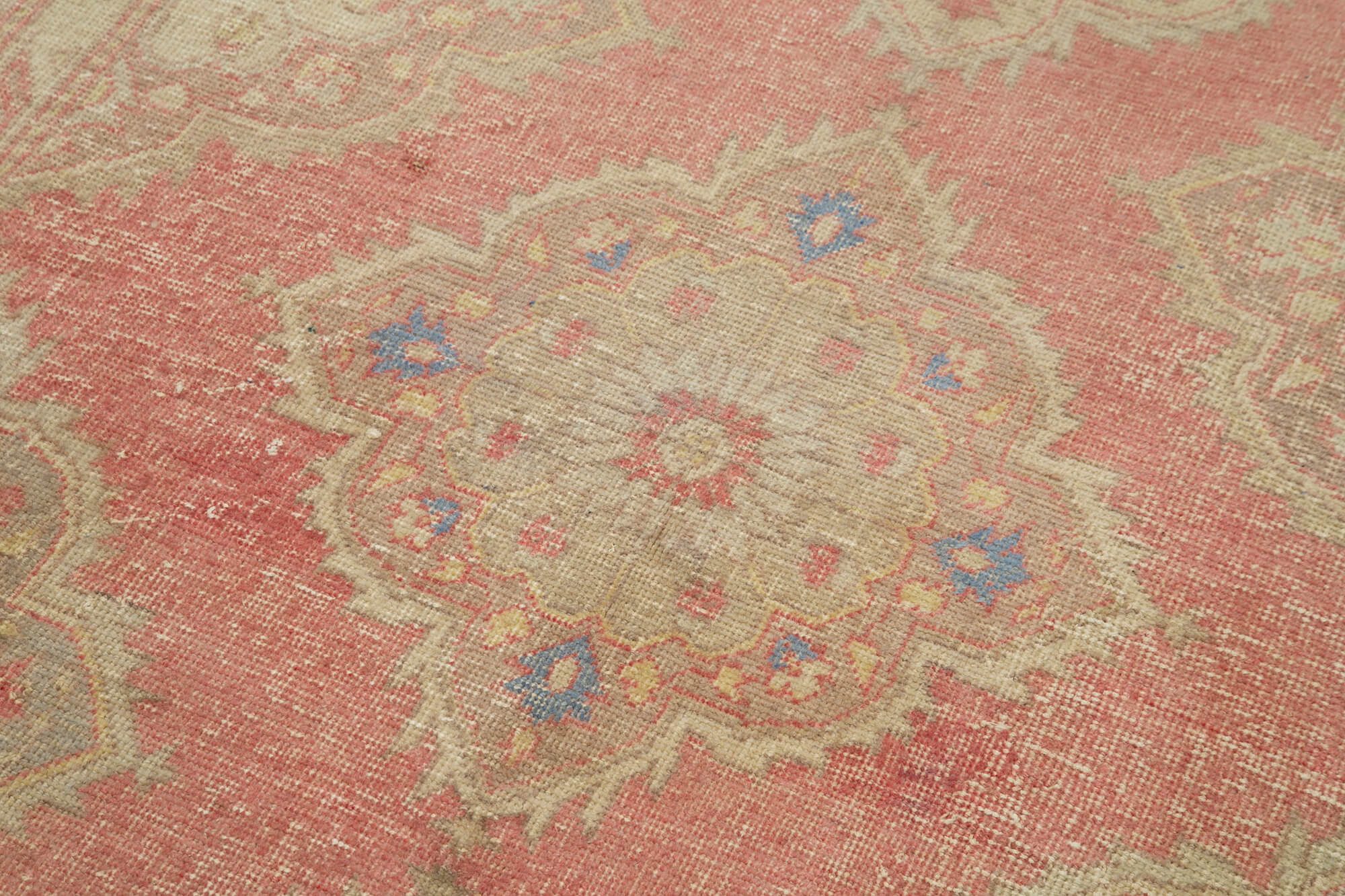 Vintage Cotton Wool Rug – Handmade Beige Area Rug 4'11'' x 12'7'' with Eskiteme Style