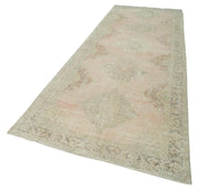 Vintage Cotton Wool Rug - Handmade Turkish Hand Knotted Carpet 4'6'' x 13'3'' Beige