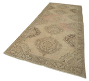 Vintage Cotton Wool Rug – Handmade Area Rug 5'0'' x 12'9'' Beige Turkish Carpet