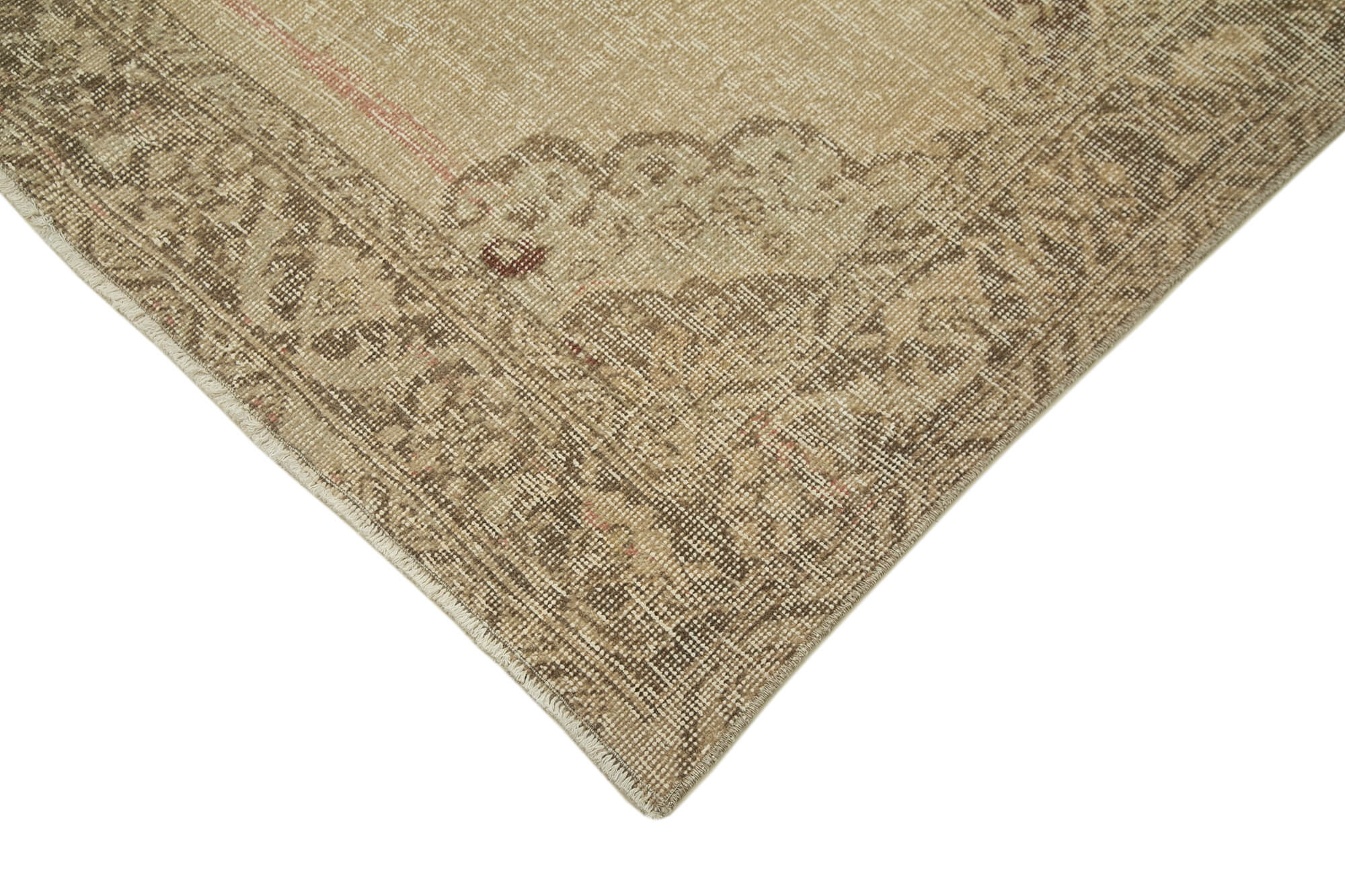 Vintage Cotton Wool Rug – Handmade Area Rug 5'0'' x 12'9'' Beige Turkish Carpet