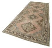 Vintage Cotton Wool Rug - Handmade Area Rug 4'9'' x 12'3'' Beige Classic Style