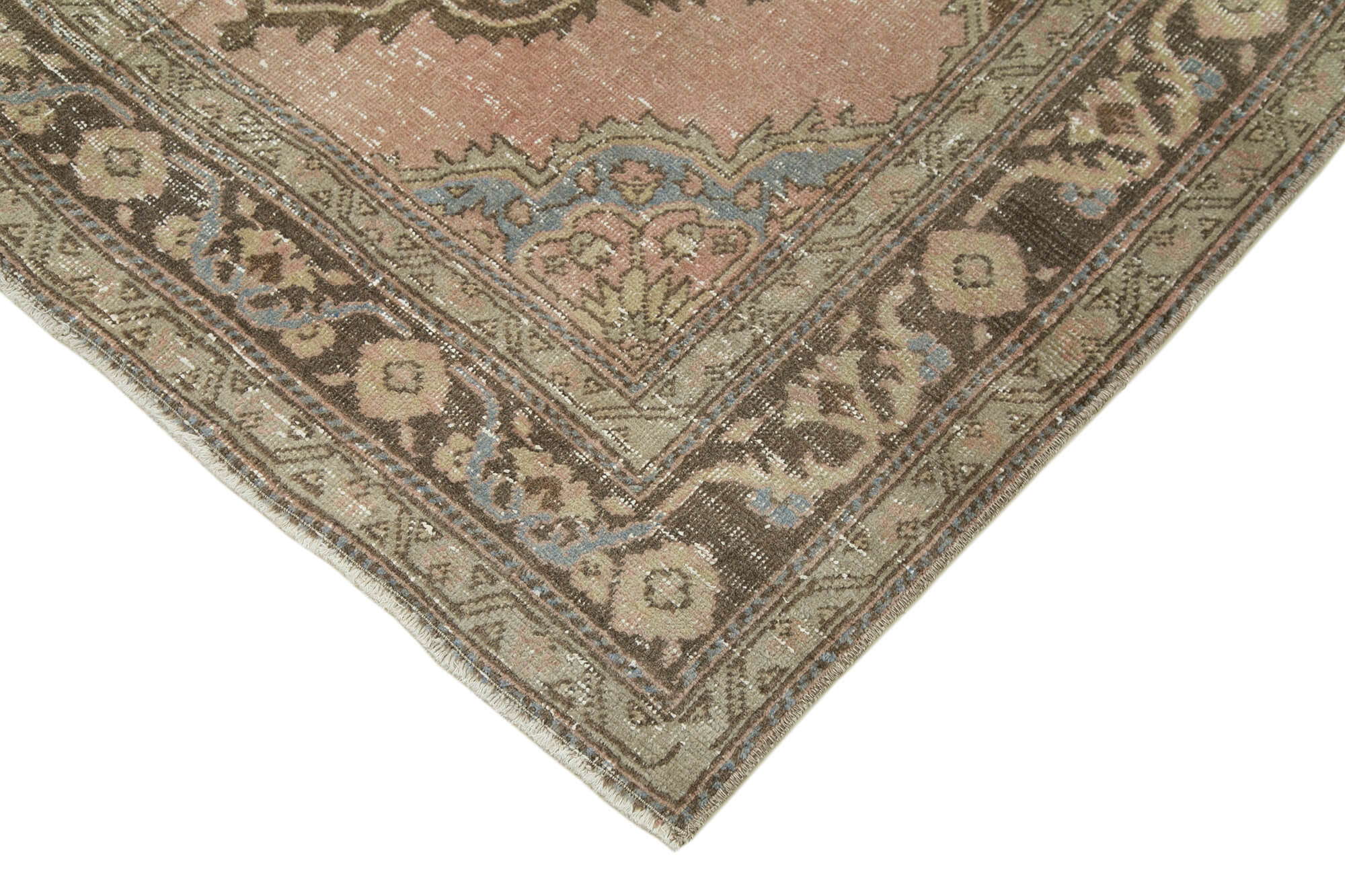 Vintage Cotton Wool Rug - Handmade Area Rug 4'9'' x 12'3'' Beige Classic Style