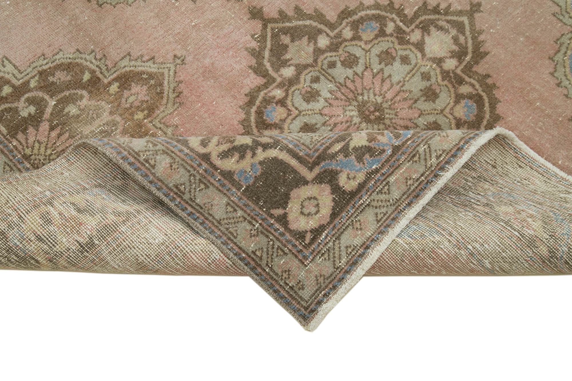 Vintage Cotton Wool Rug - Handmade Area Rug 4'9'' x 12'3'' Beige Classic Style