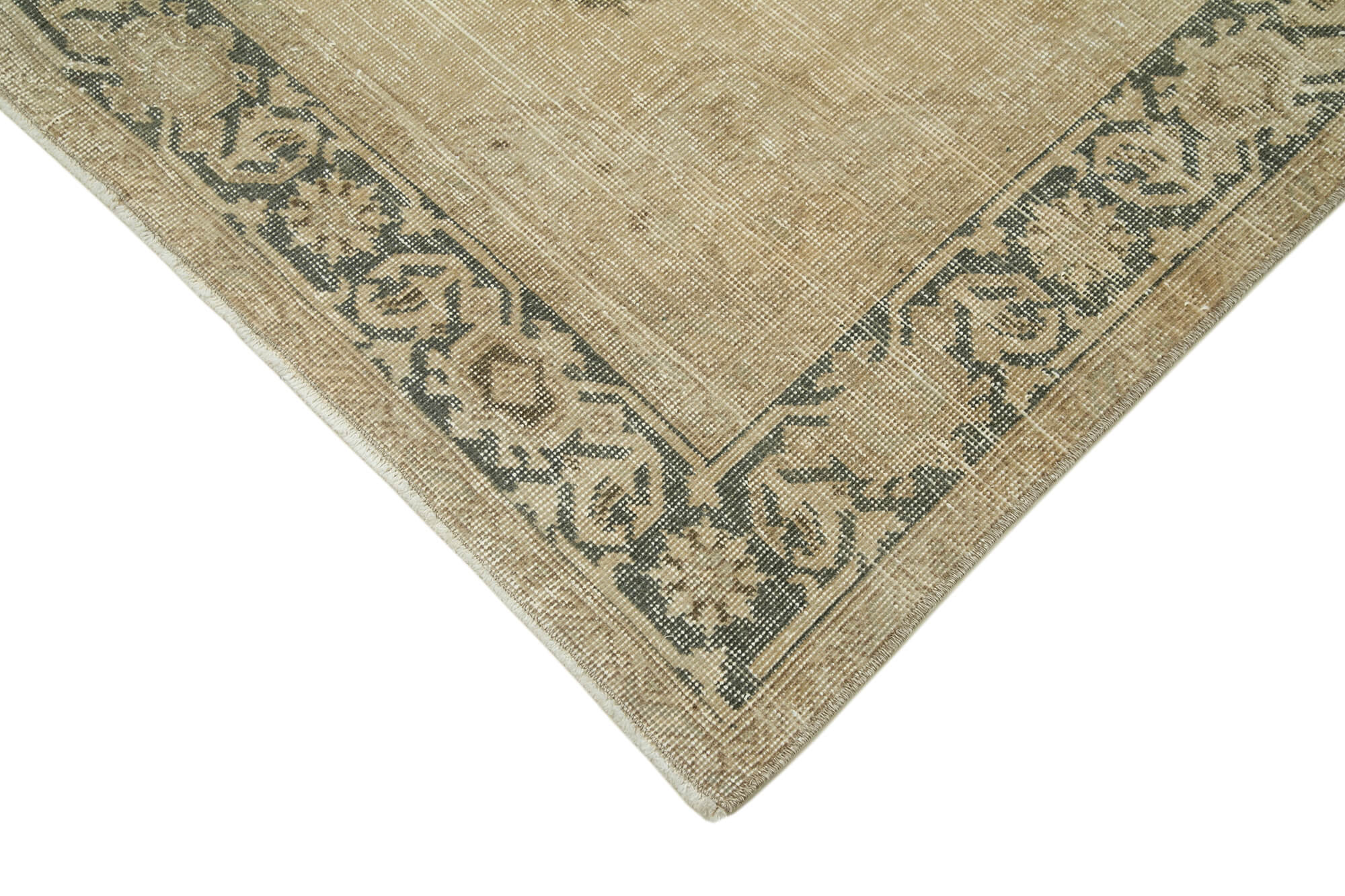 Vintage Cotton Wool Rug – Handmade Area Rug | Turkish Hand Knotted Carpet 4'8'' x 13'0'' Beige
