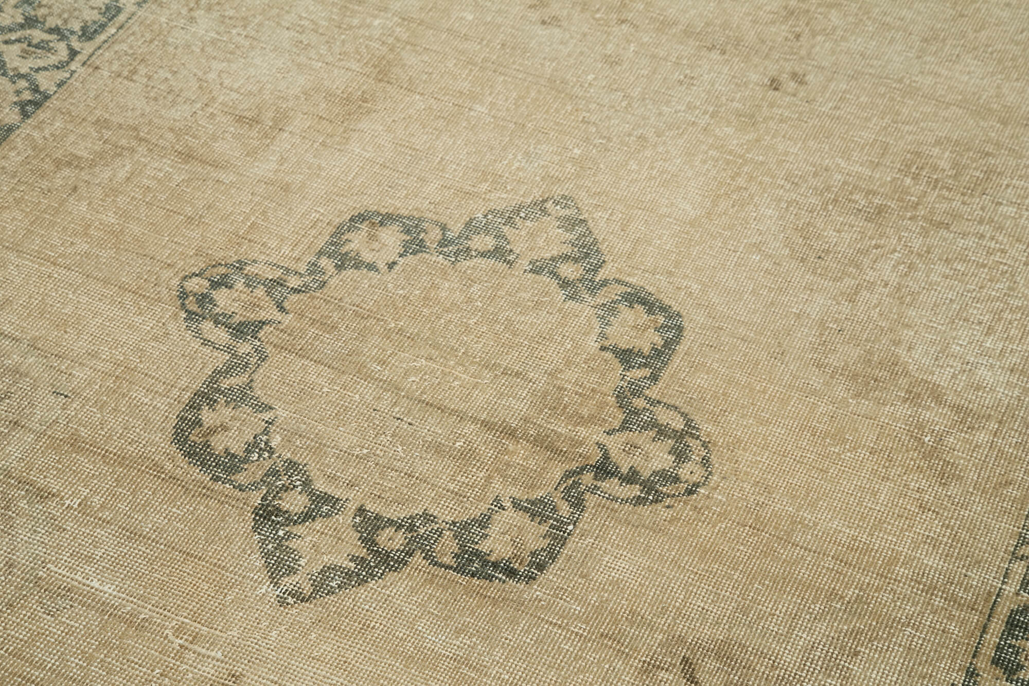 Vintage Cotton Wool Rug – Handmade Area Rug | Turkish Hand Knotted Carpet 4'8'' x 13'0'' Beige