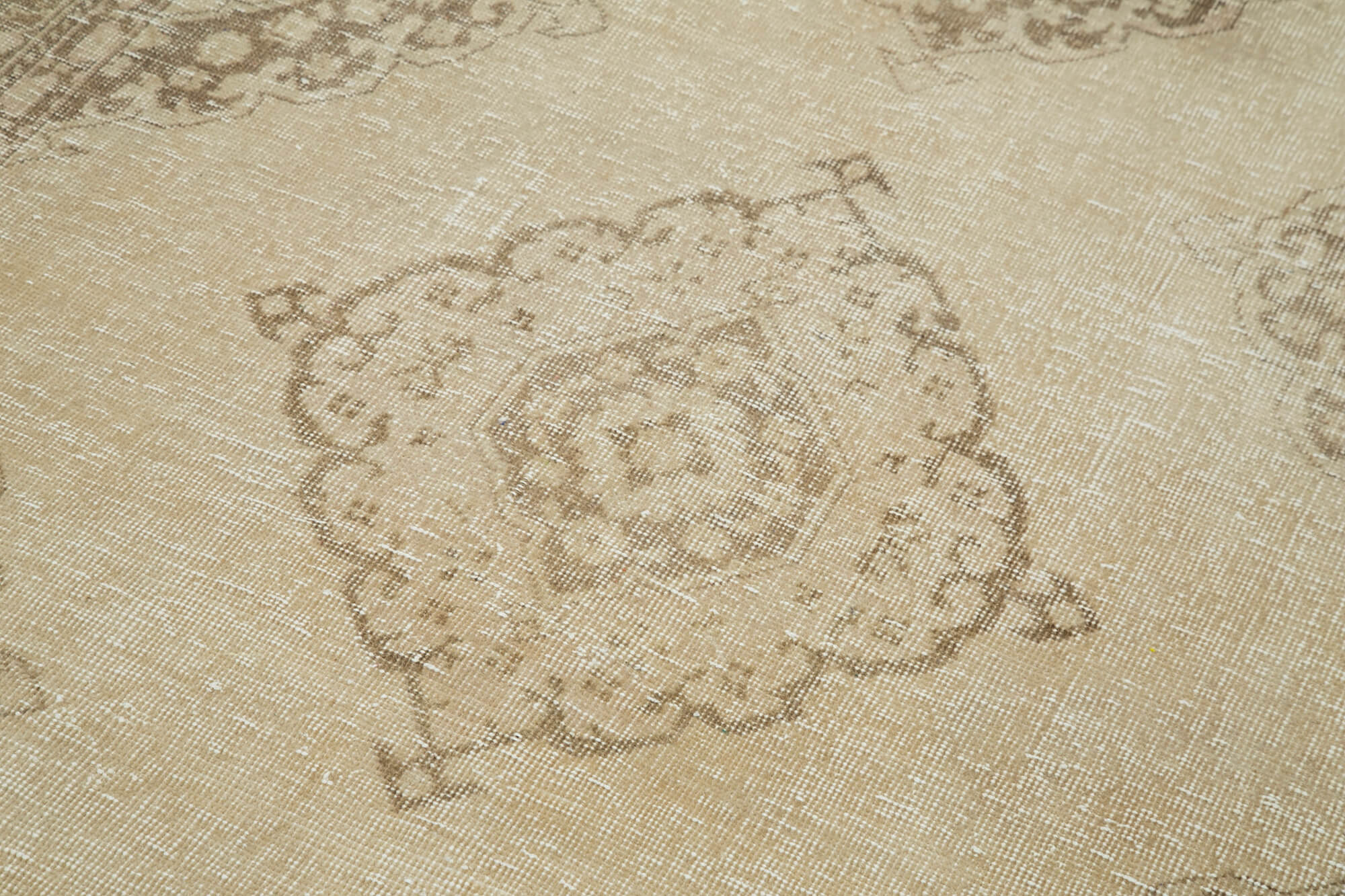 Handmade Vintage Area Rug – Beige Cotton Wool Blend, Classic Turkish Wool Rug 4'10"x13'1"