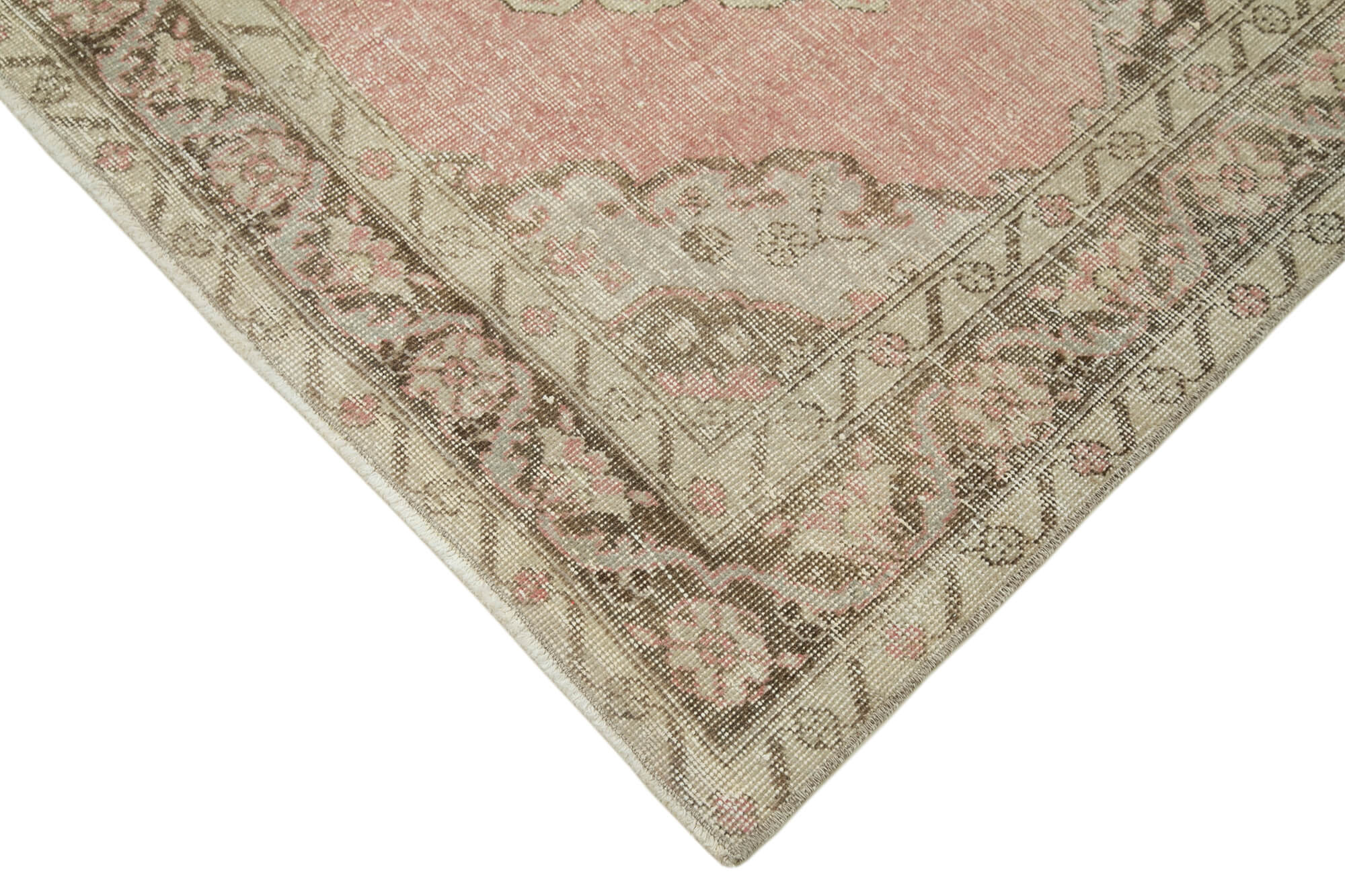 Handmade Vintage Area Rug – Beige Cotton Wool Soft Wool Carpet 4'6'' x 12'7''