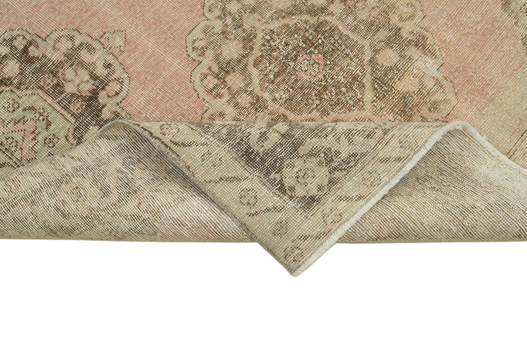 Handmade Vintage Area Rug – Beige Cotton Wool Soft Wool Carpet 4'6'' x 12'7''