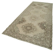 Vintage Cotton Wool Rug – Hand Woven Beige Wool Carpet With Soft Texture 4'9''x12'10''