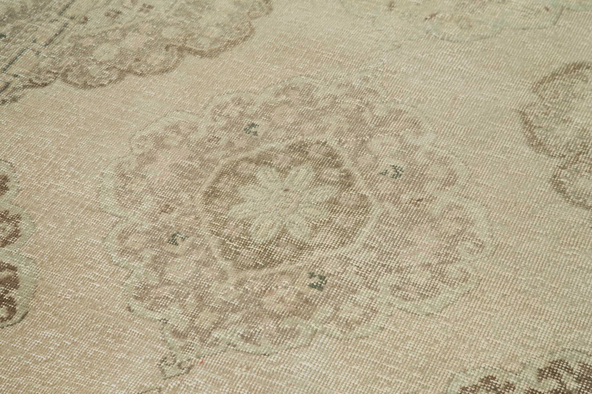 Vintage Cotton Wool Rug – Hand Woven Beige Wool Carpet With Soft Texture 4'9''x12'10''