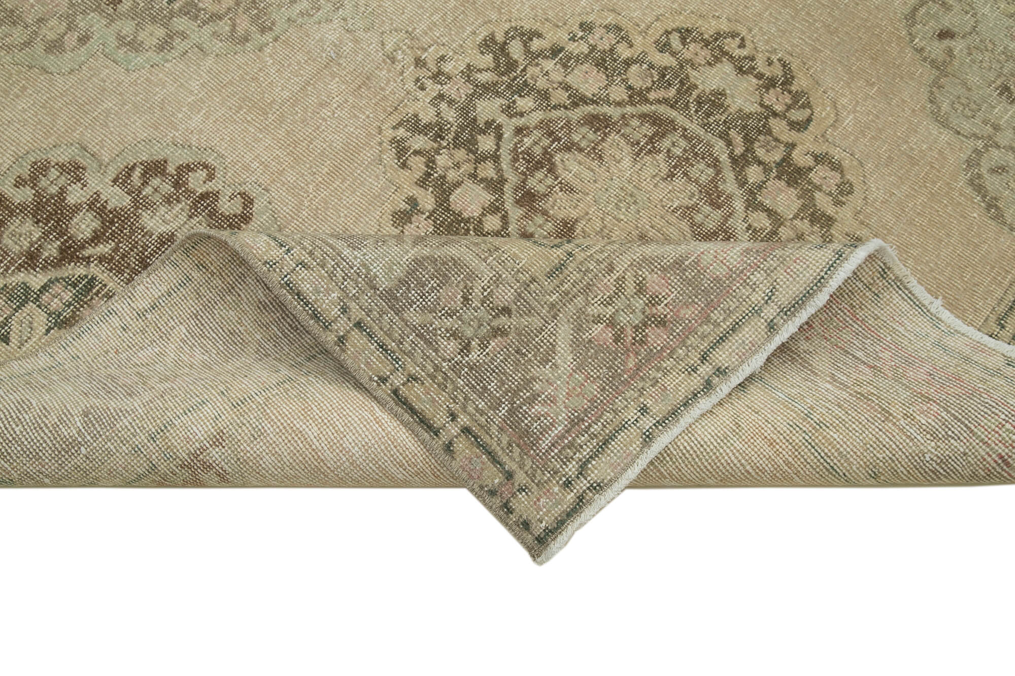 Vintage Cotton Wool Rug – Hand Woven Beige Wool Carpet With Soft Texture 4'9''x12'10''