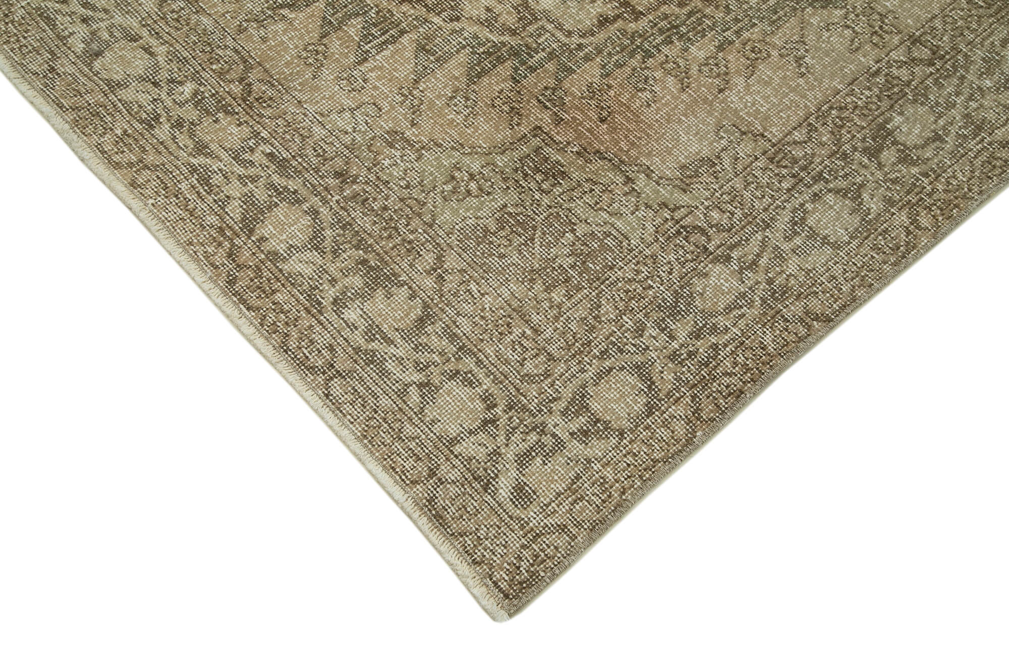 Handmade Wool Area Rug - Beige Vintage Cotton Rug 4'11'' x 13'3'' | Turkish Hand Knotted Carpet