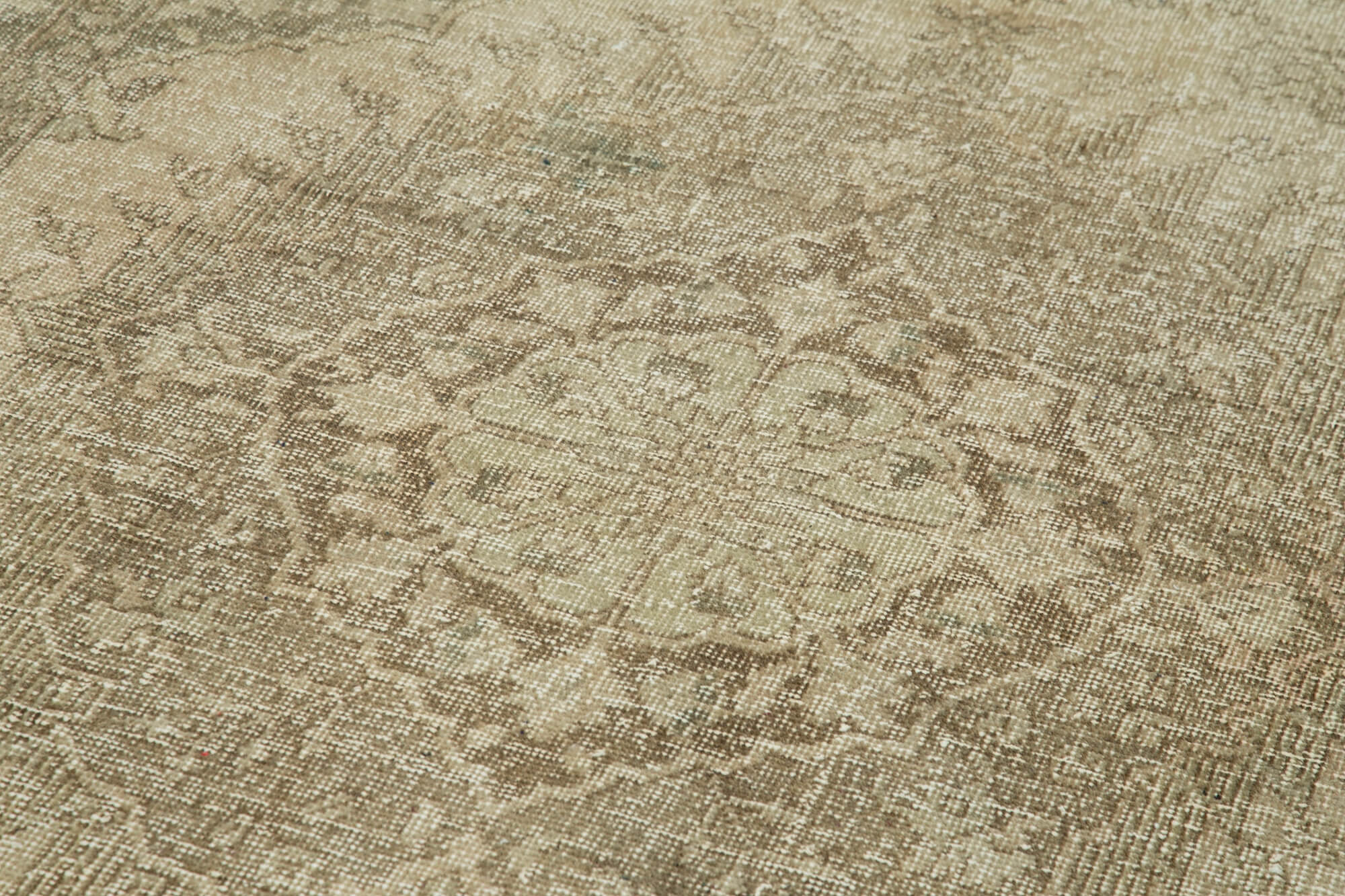 Handmade Wool Area Rug - Beige Vintage Cotton Rug 4'11'' x 13'3'' | Turkish Hand Knotted Carpet